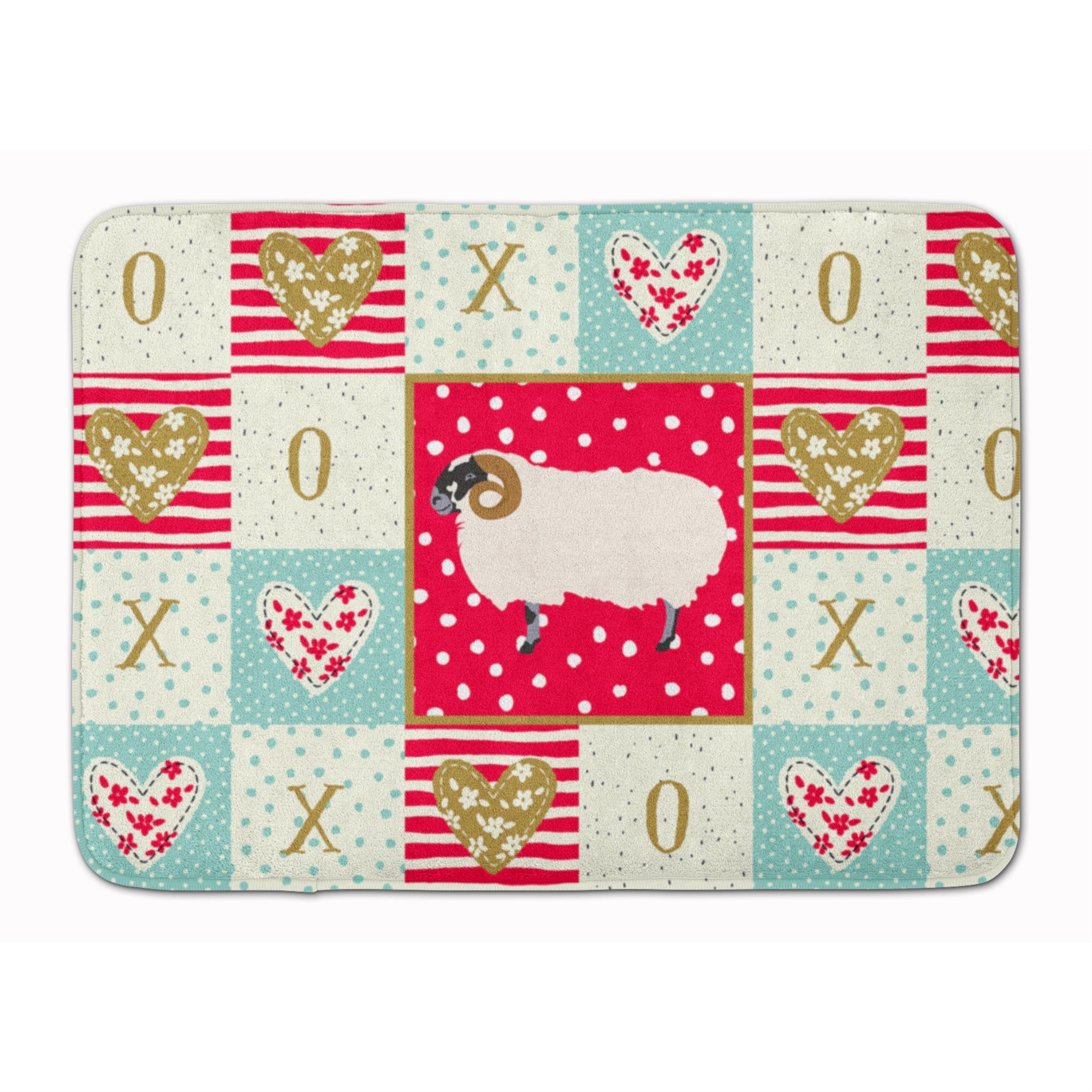 Carolines Treasures Scottish Blackface Sheep Love Machine Washable Memory Foam Mat doormats, Multicolor