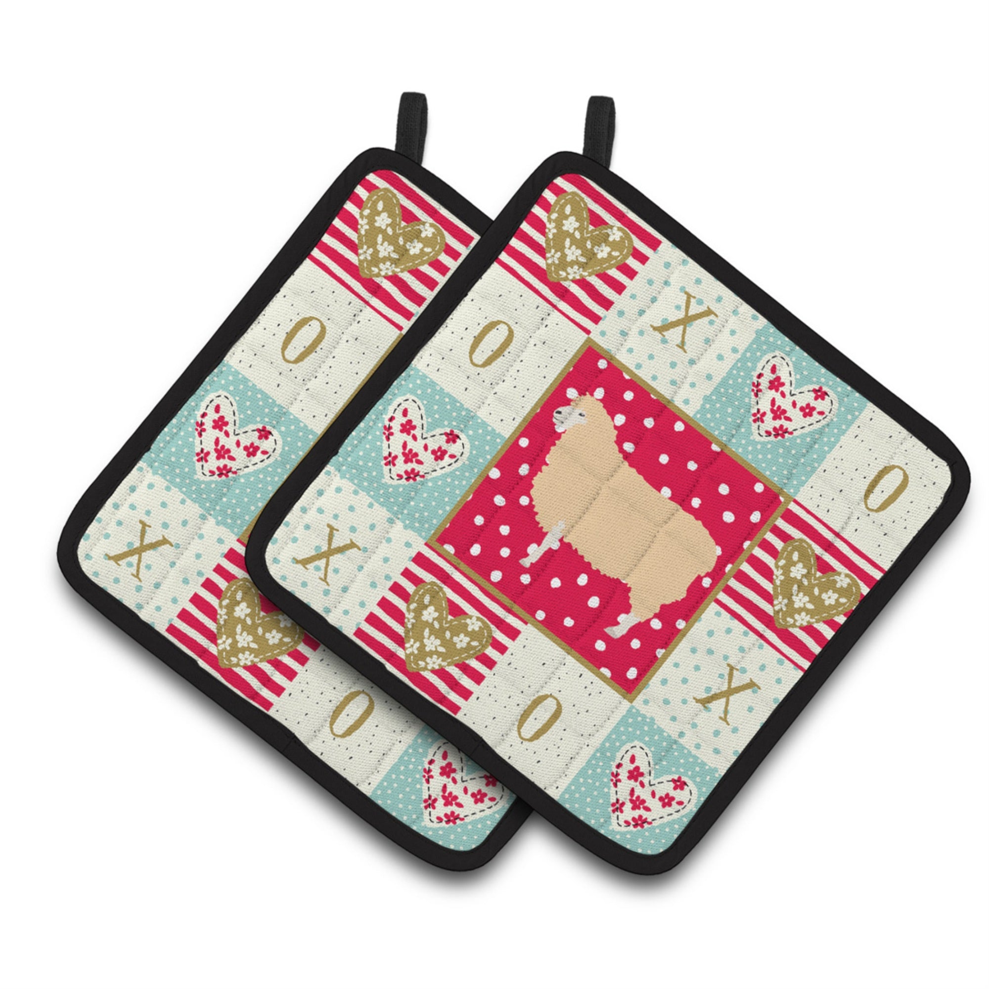 Carolines Treasures CK5401PTHD English Leicester Longwool Sheep Love Pair of Pot Holders potholders, Multicolor