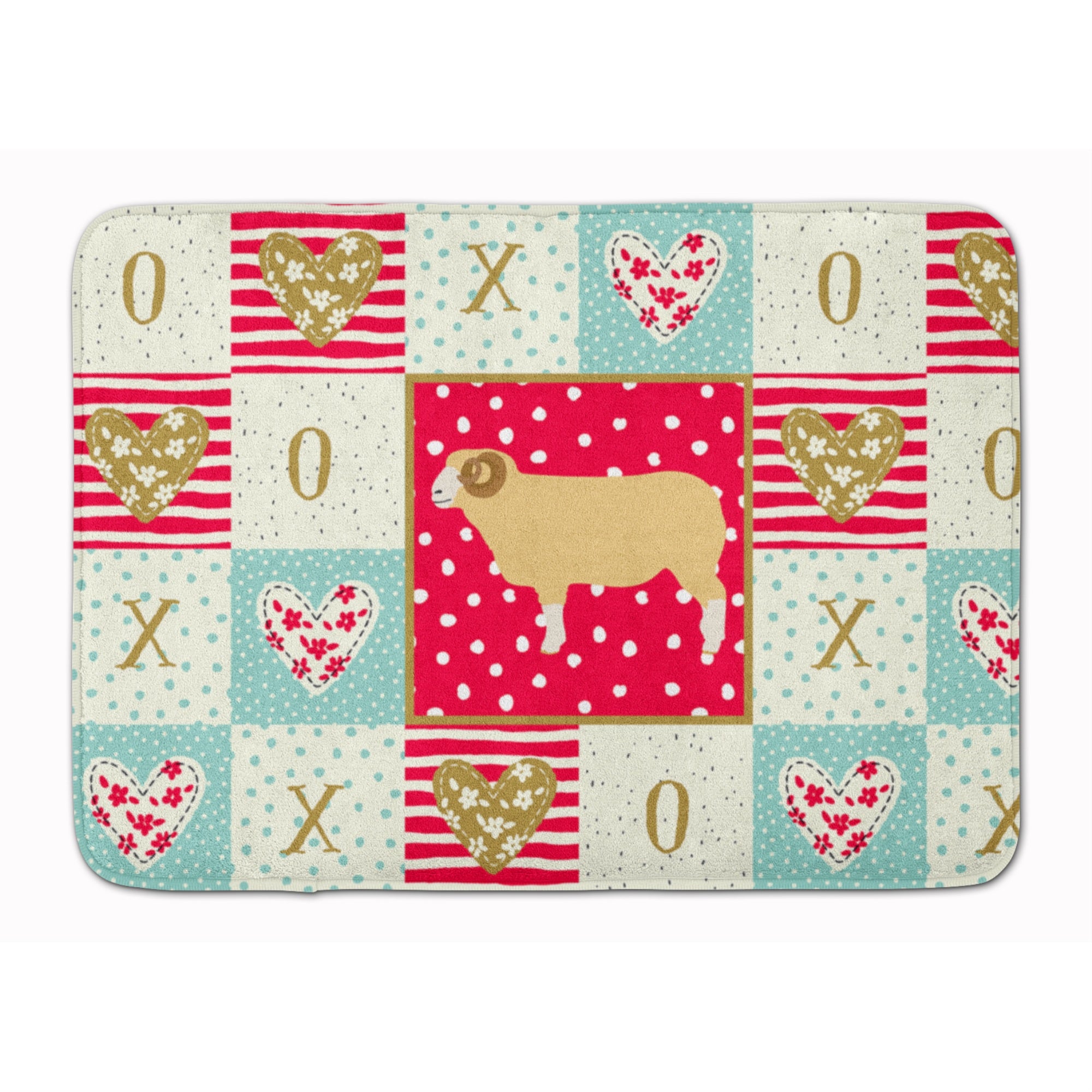 'Caroline'S Treasures Horned Dorset Sheep Love Machine Washable Memory Foam Mat Doormats, Multicolor''