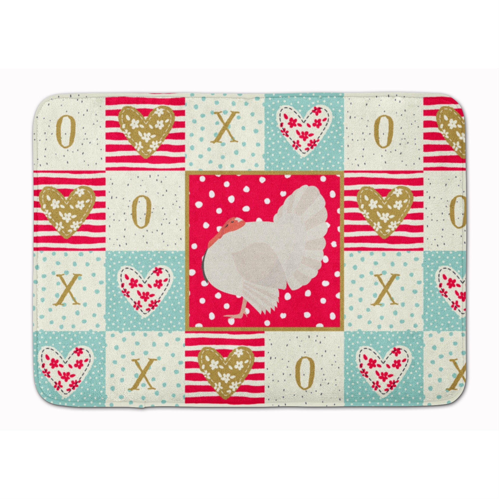 'Caroline'S Treasures White Holland Turkey Love Machine Washable Memory Foam Mat Doormats, Multicolor''