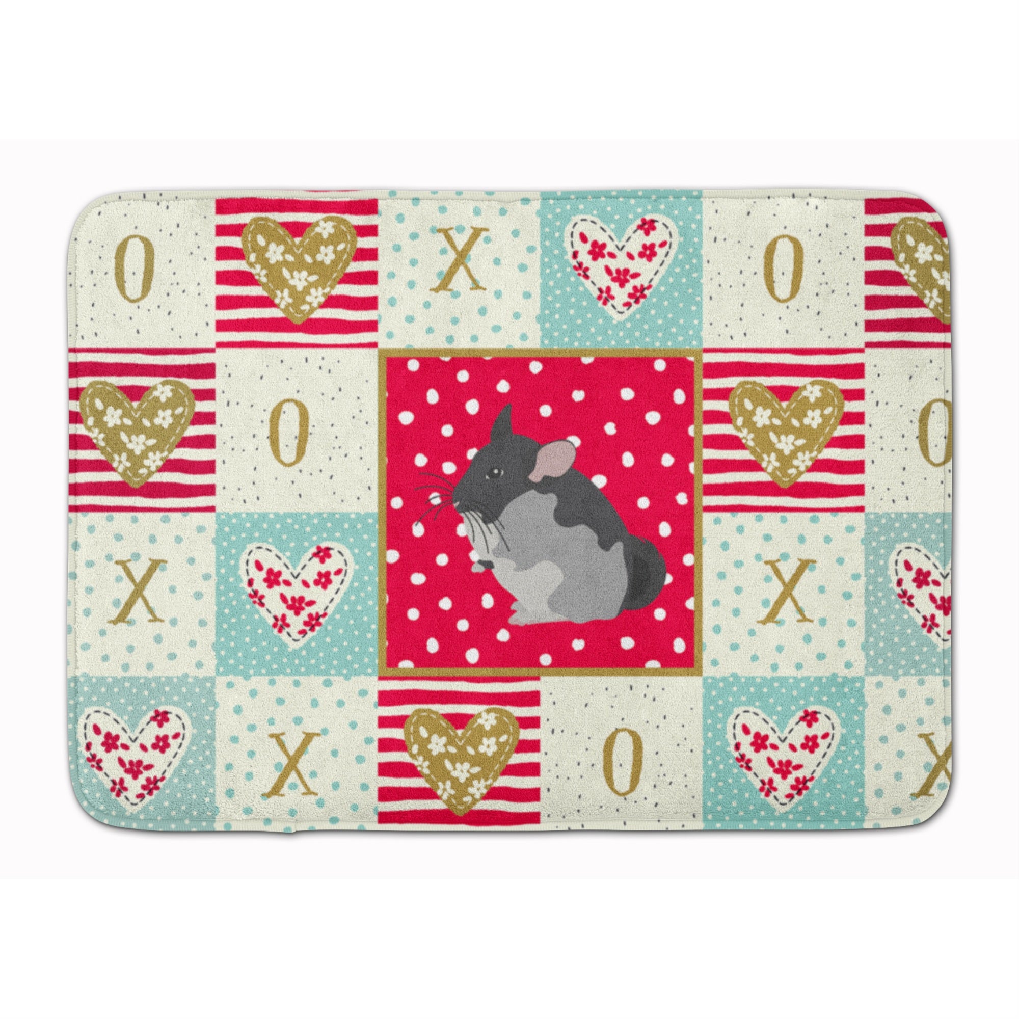 'Caroline'S Treasures Black Velvet Chinchilla Love Machine Washable Memory Foam Mat Doormats, Multicolor''