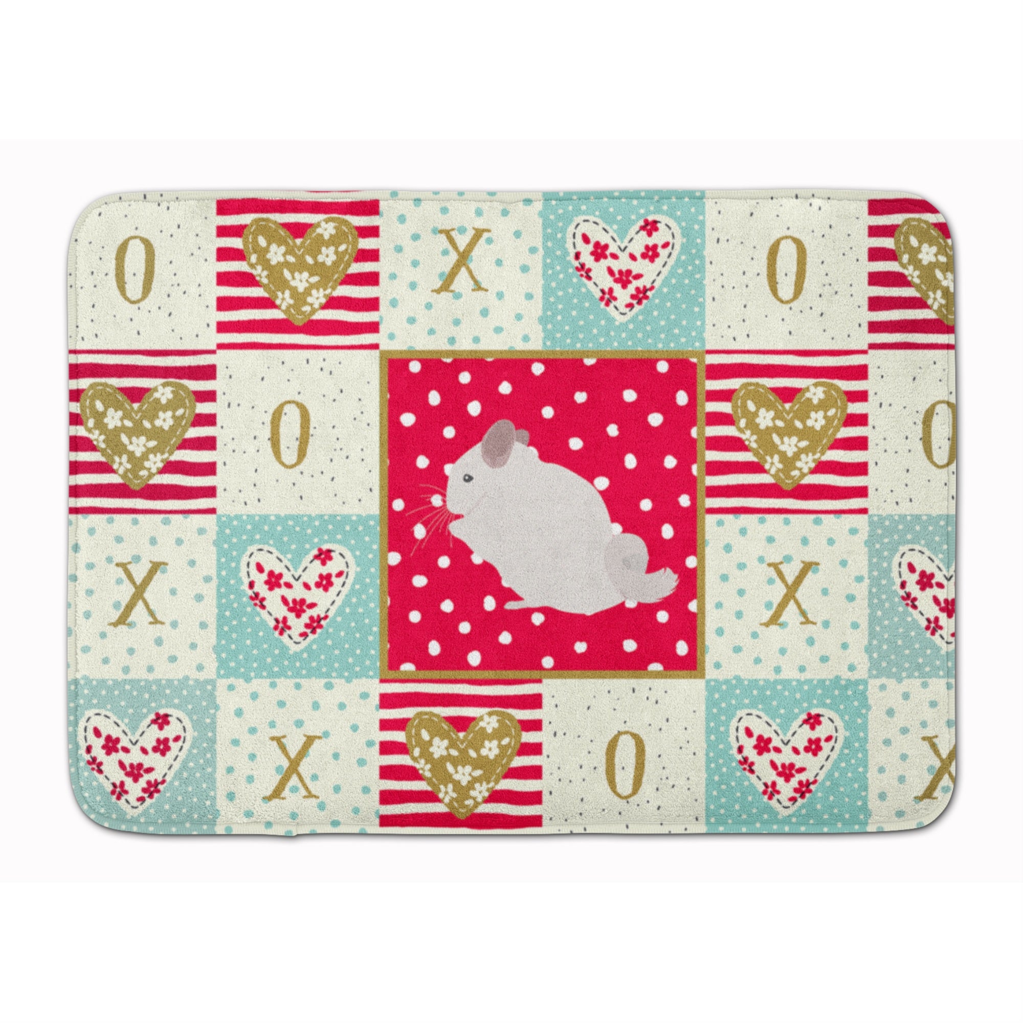 'Caroline'S Treasures Pink And White Chinchilla Love Machine Washable Memory Foam Mat Doormats, Multicolor''
