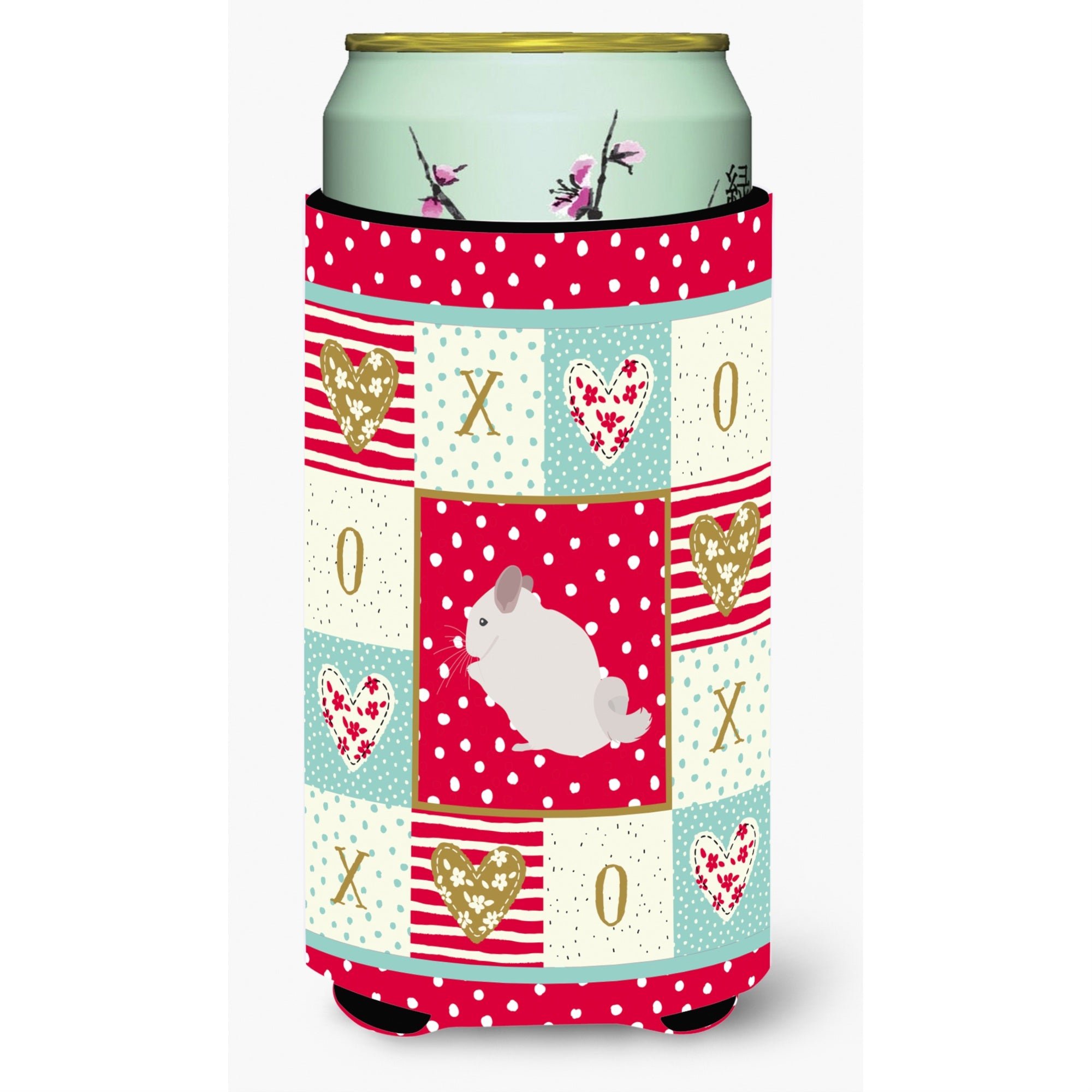 Carolines Treasures Ck5424Tbc Pink And White Chinchilla Love Tall Boy Hugger Cold-Beverage-Koozies, Multicolor
