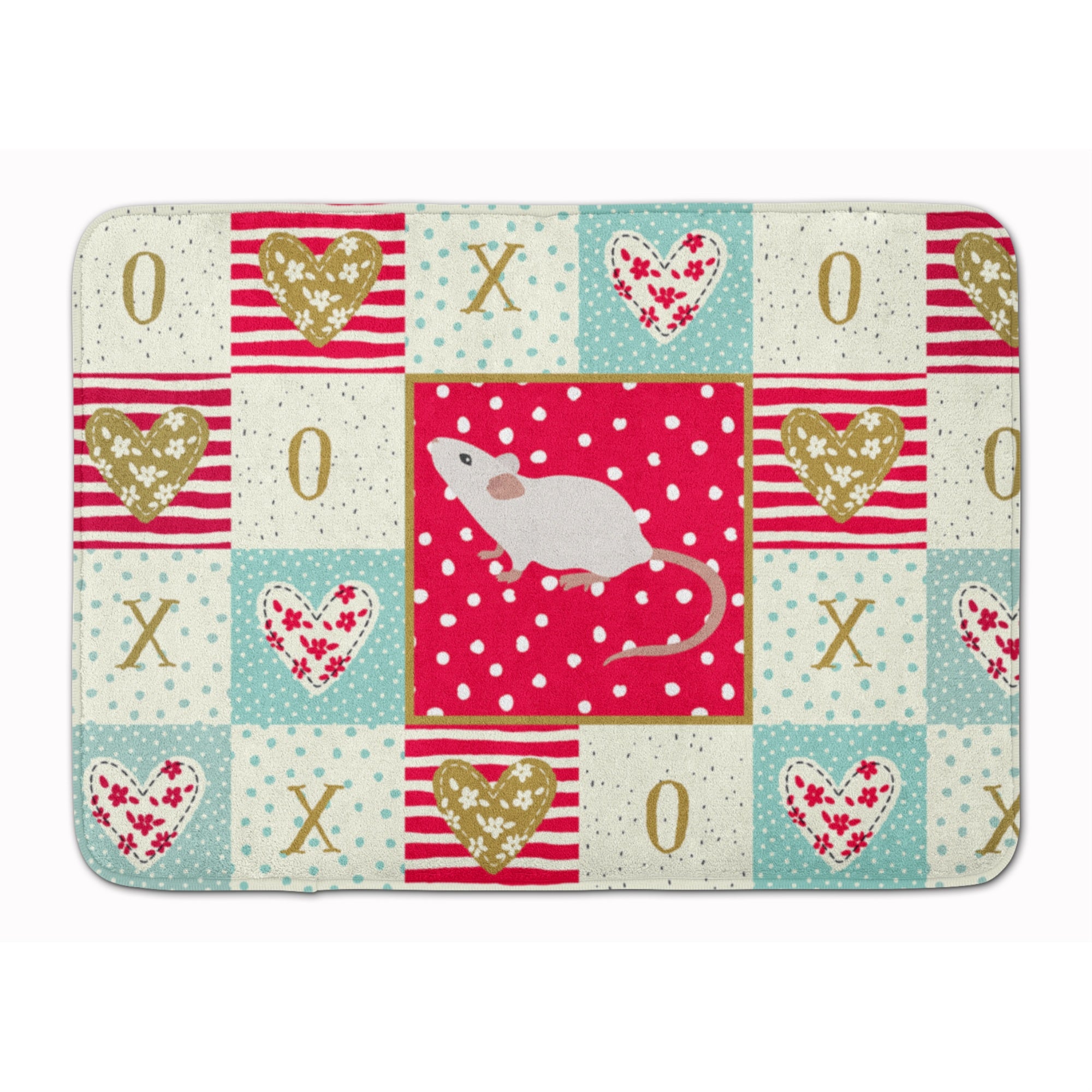 'Caroline'S Treasures White Domestic Mouse Love Machine Washable Memory Foam Mat Doormats, Multicolor''