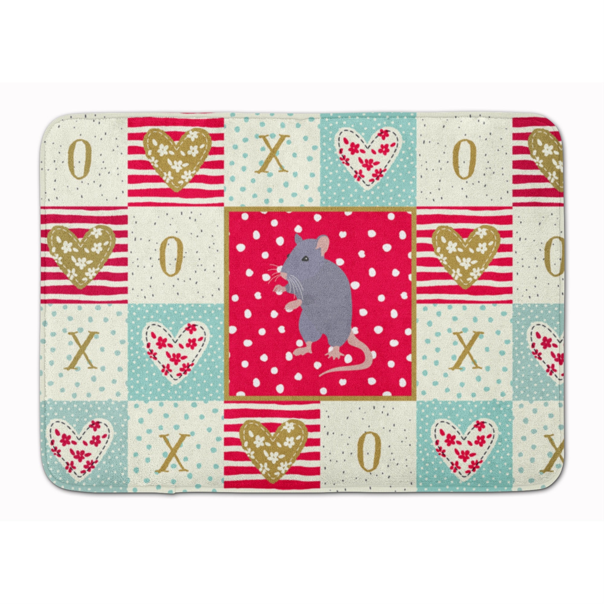 'Caroline'S Treasures Blue Rat Love Machine Washable Memory Foam Mat Doormats, Multicolor''