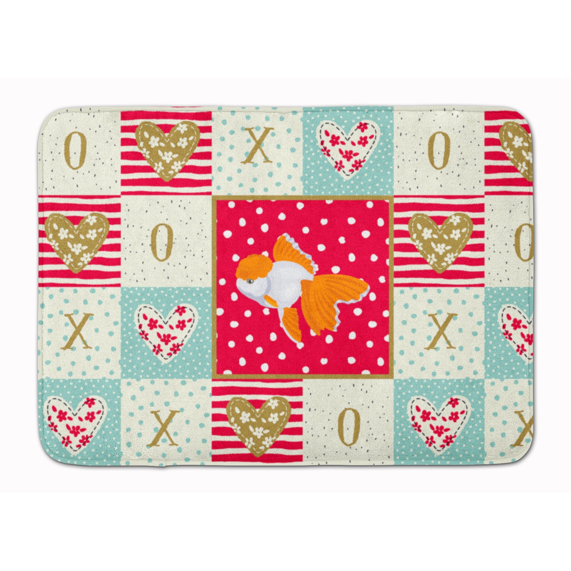 'Caroline'S Treasures Oranda Red Cap Goldfish Love Machine Washable Memory Foam Mat Doormats, Multicolor''