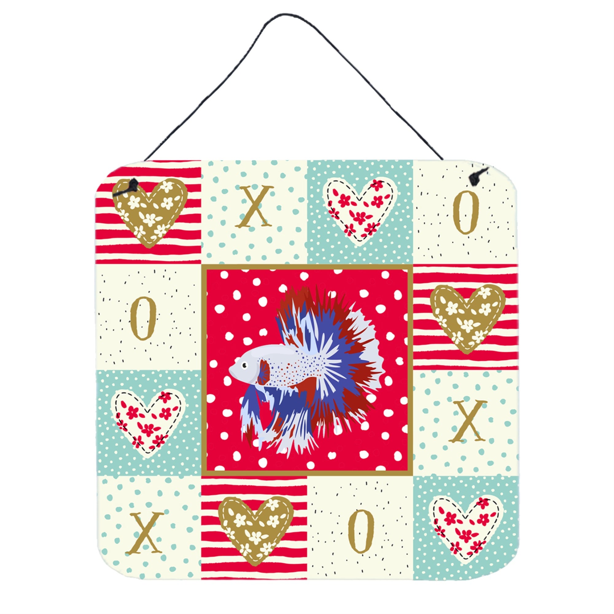 'Caroline'S Treasures Comb Tail Betta Love Door Hanging Prints Wall-Decor, Multicolor''