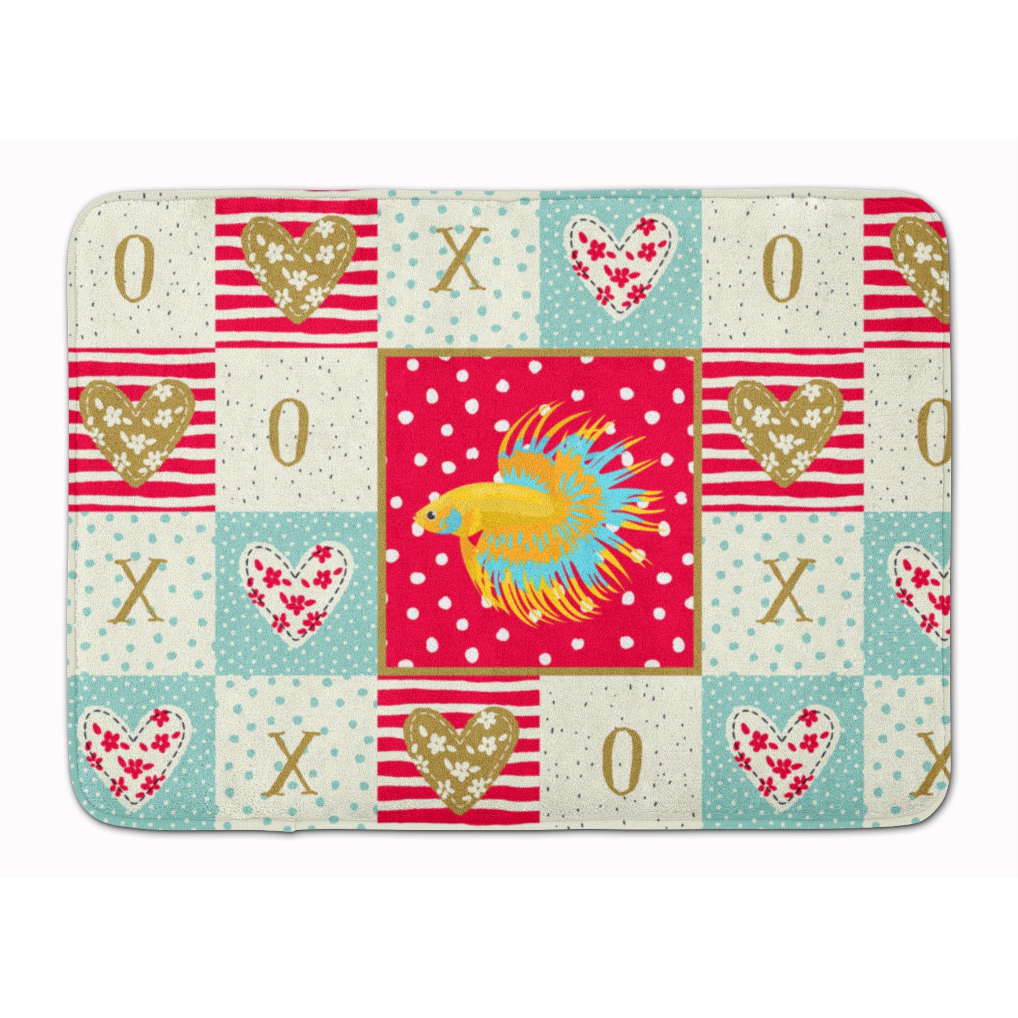 'Caroline'S Treasures Crowntail Betta Love Machine Washable Memory Foam Mat Doormats, Multicolor''