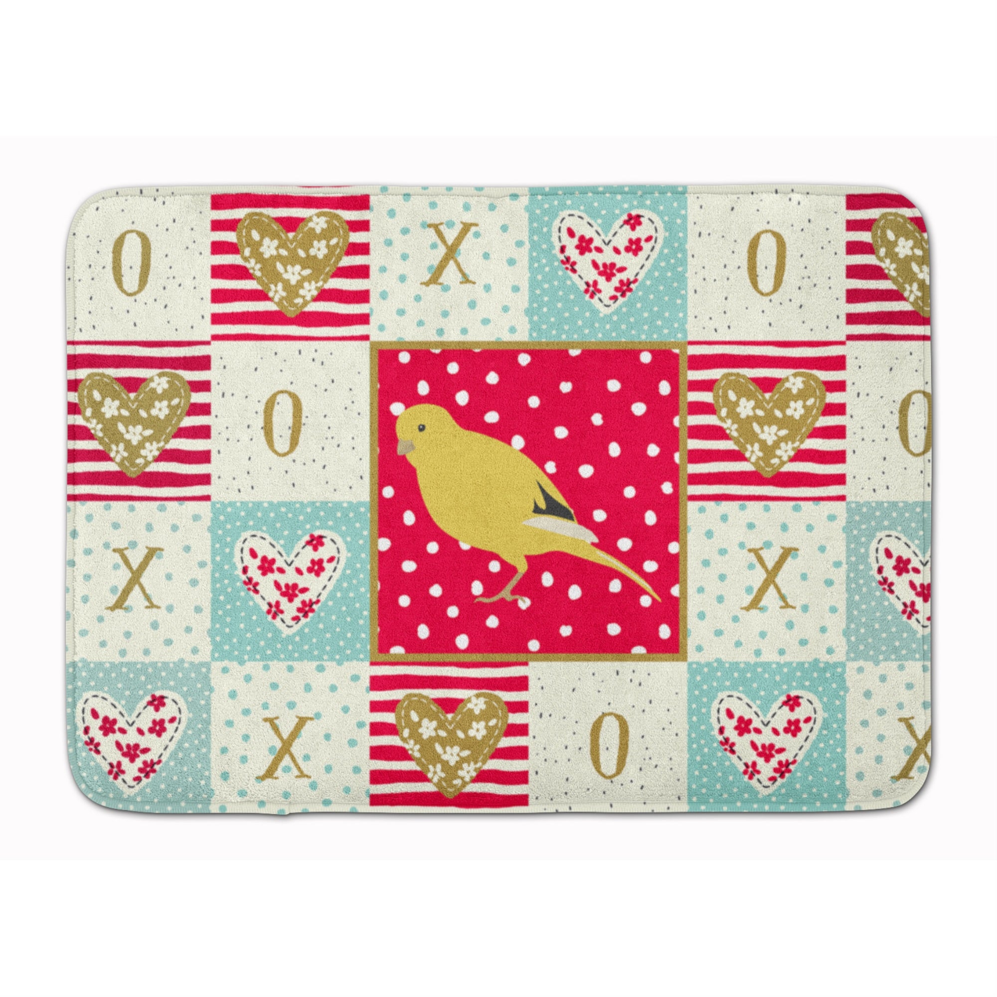 'Caroline'S Treasures Border Canary Love Machine Washable Memory Foam Mat Doormats, Multicolor''