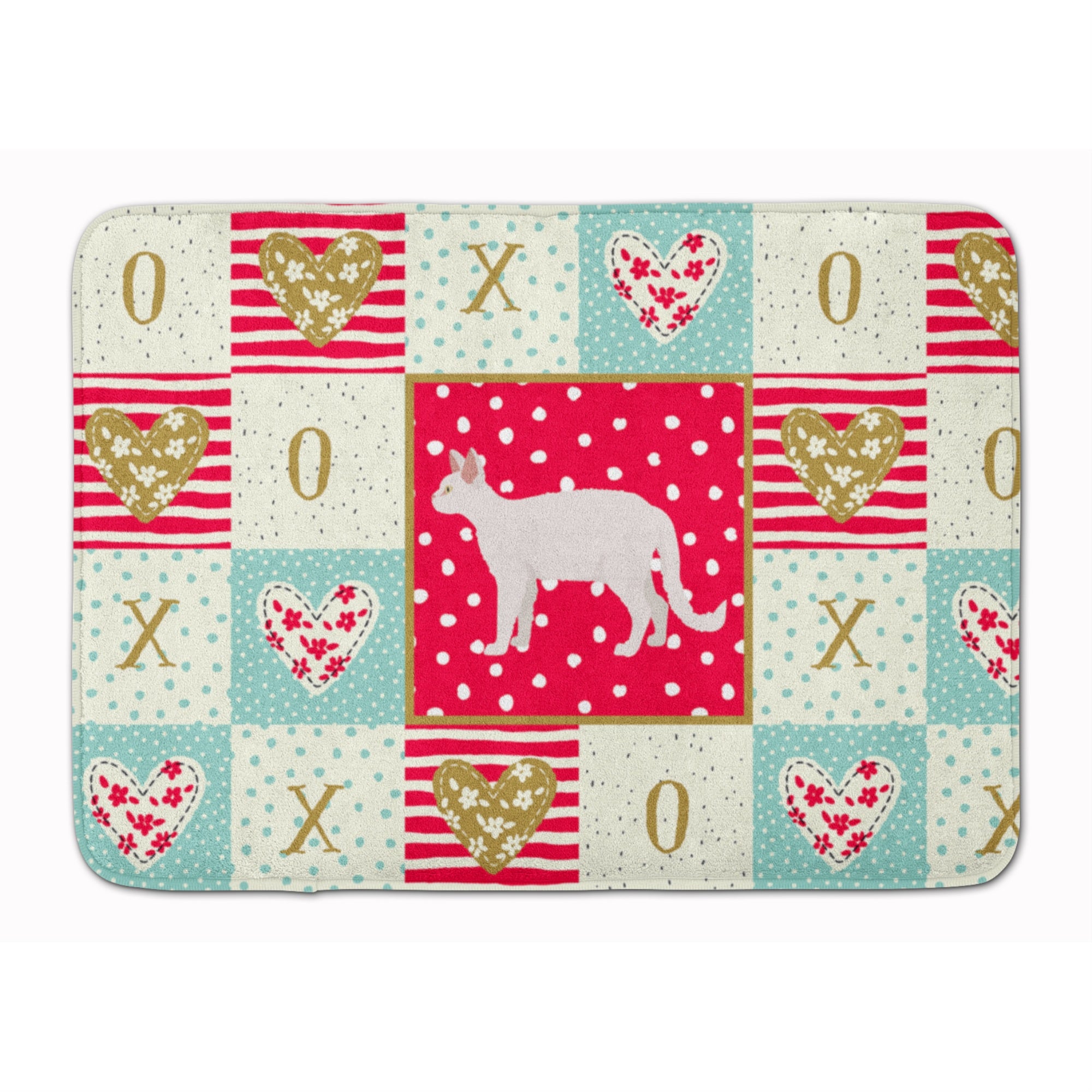 'Caroline'S Treasures White Devon Rex Cat Love Machine Washable Memory Foam Mat Doormats, Multicolor''