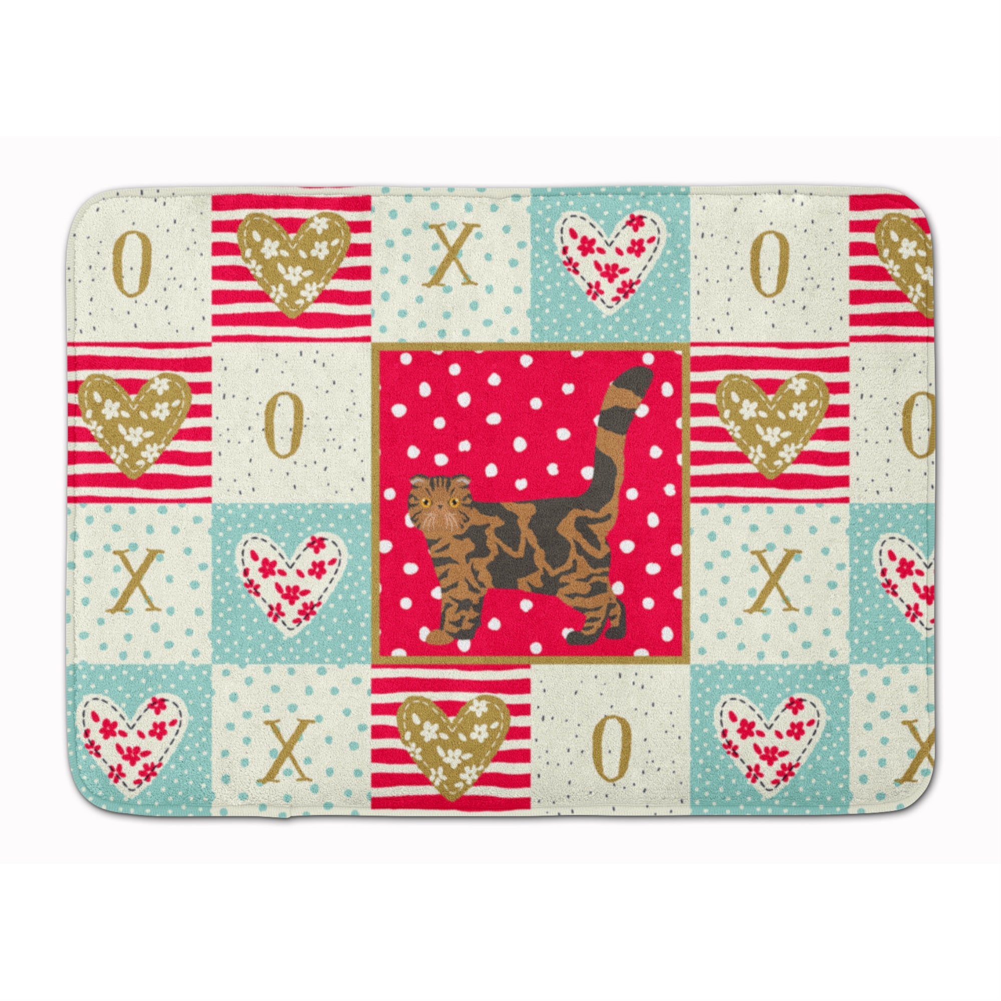 'Caroline'S Treasures Foldex Exotic Fold #2 Cat Love Machine Washable Memory Foam Mat Doormats, Multicolor''