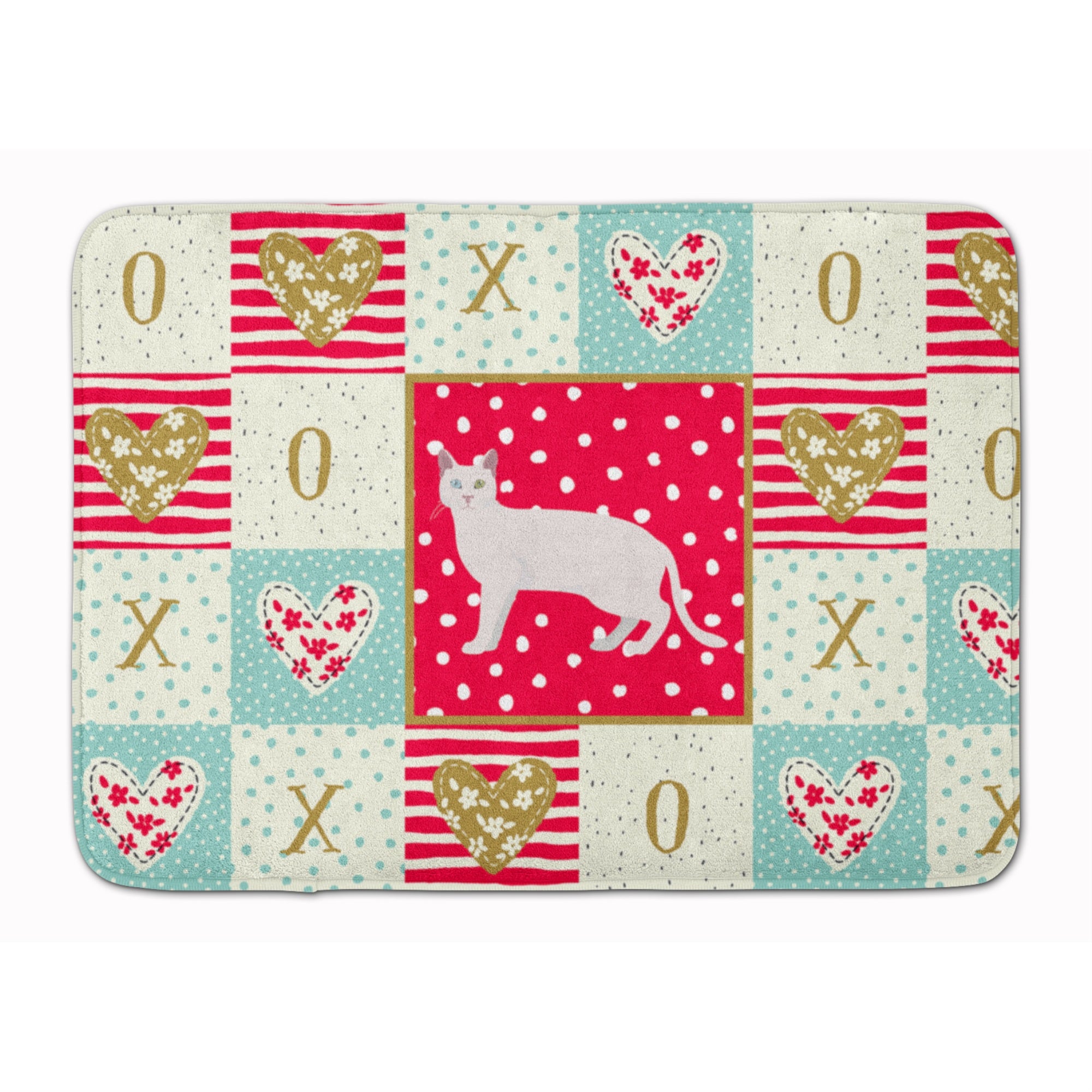 'Caroline'S Treasures Khao Manee #1 Cat Love Machine Washable Memory Foam Mat Doormats, Multicolor''