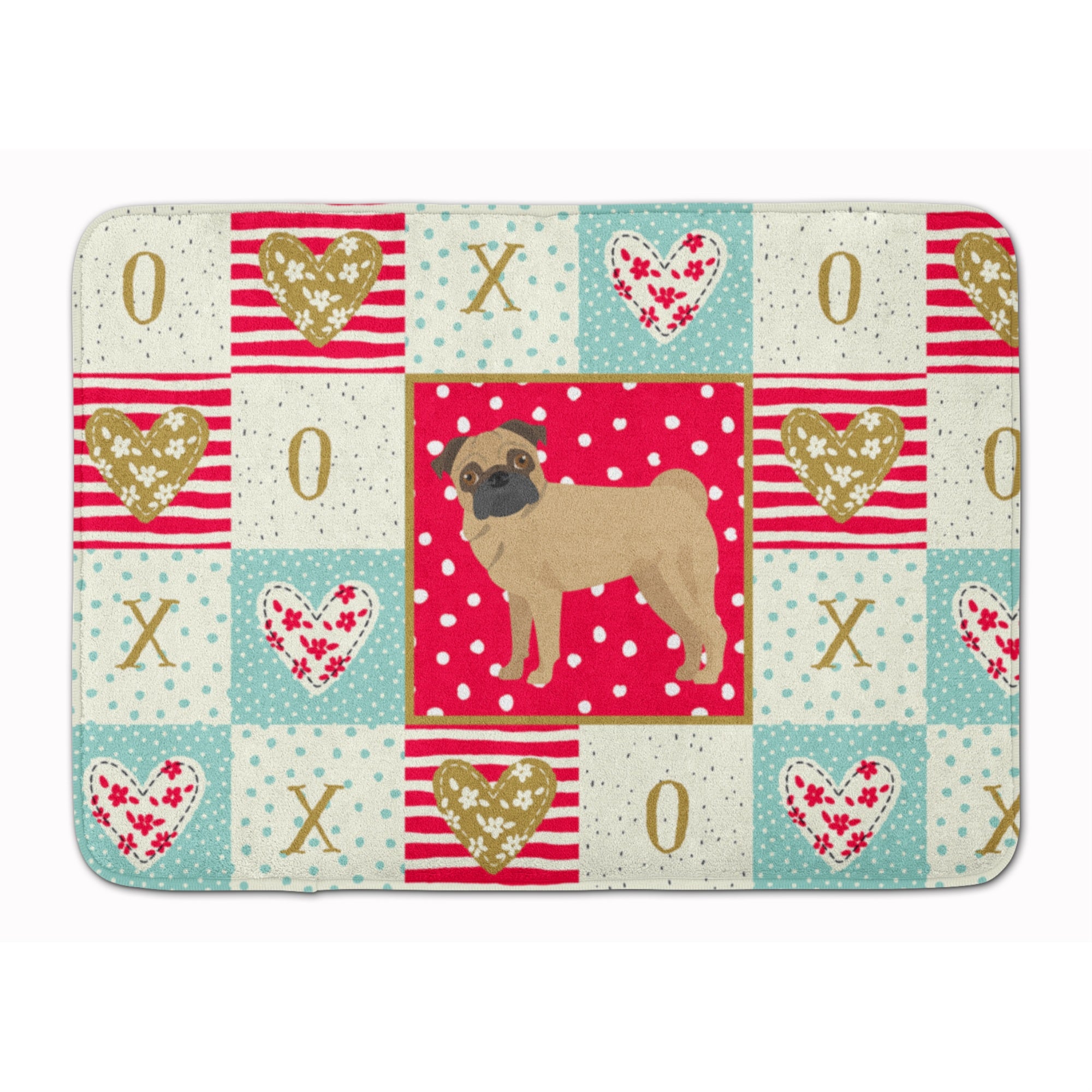 Carolines Treasures Pug Love Machine Washable Memory Foam Mat doormats, Multicolor