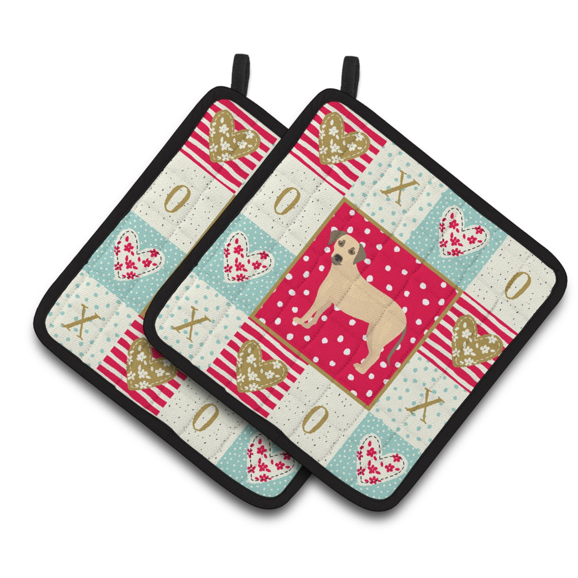 Carolines Treasures CK5891PTHD Sato Dog Love Pair of Pot Holders potholders Multicolor