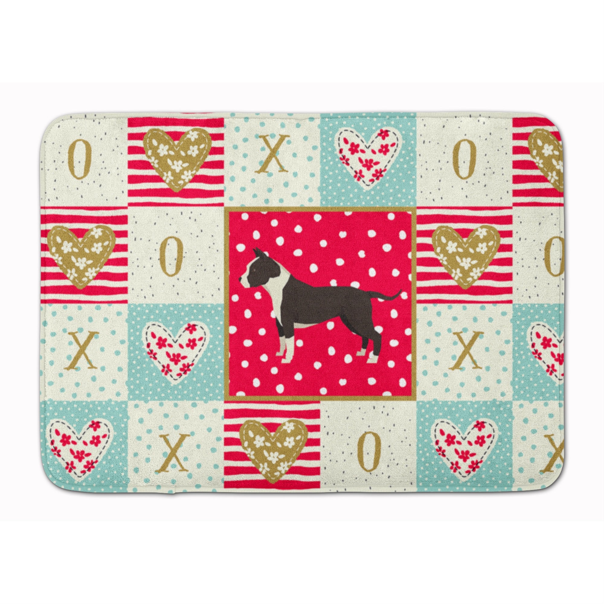 'Caroline'S Treasures American Staffordshire Terrier Love Machine Washable Memory Foam Mat Doormats, Multicolor''