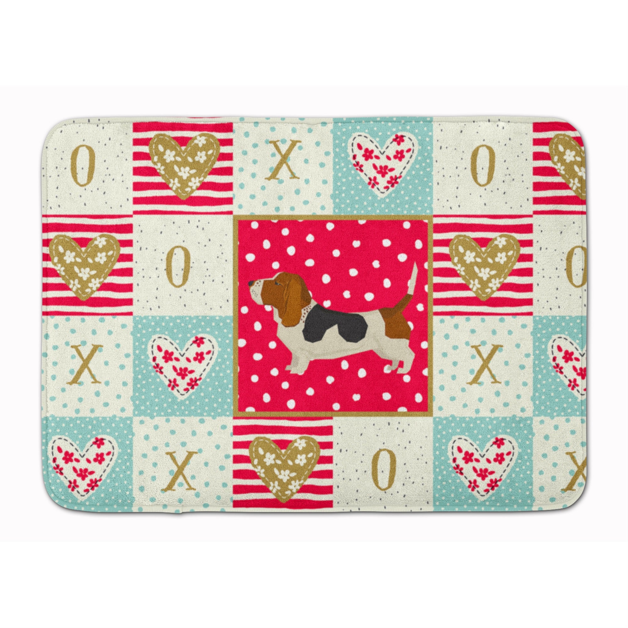 'Caroline'S Treasures Basset Hound Love Machine Washable Memory Foam Mat Doormats, Multicolor''