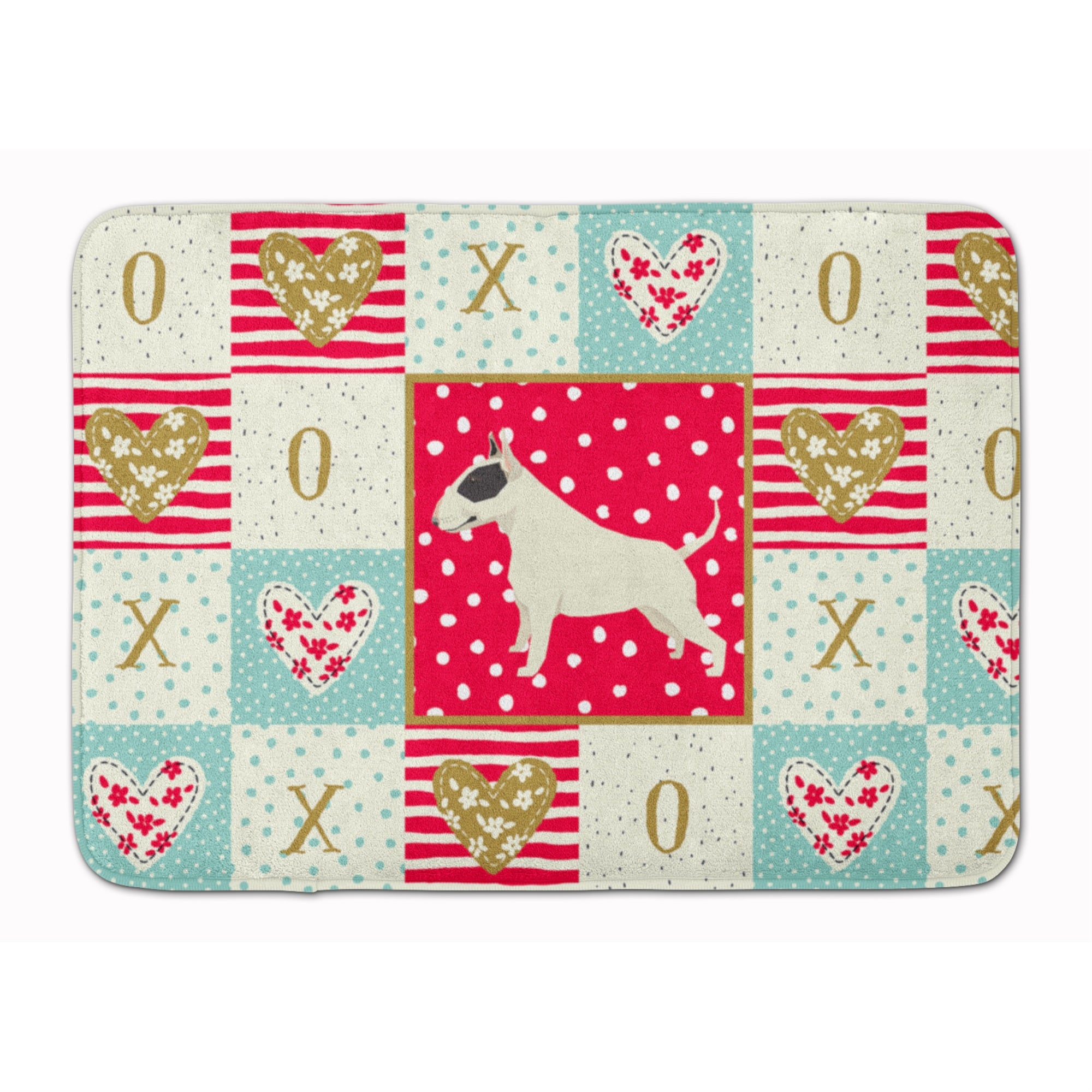 'Caroline'S Treasures Black And White Bull Terrier Love Machine Washable Memory Foam Mat Doormats, Multicolor''