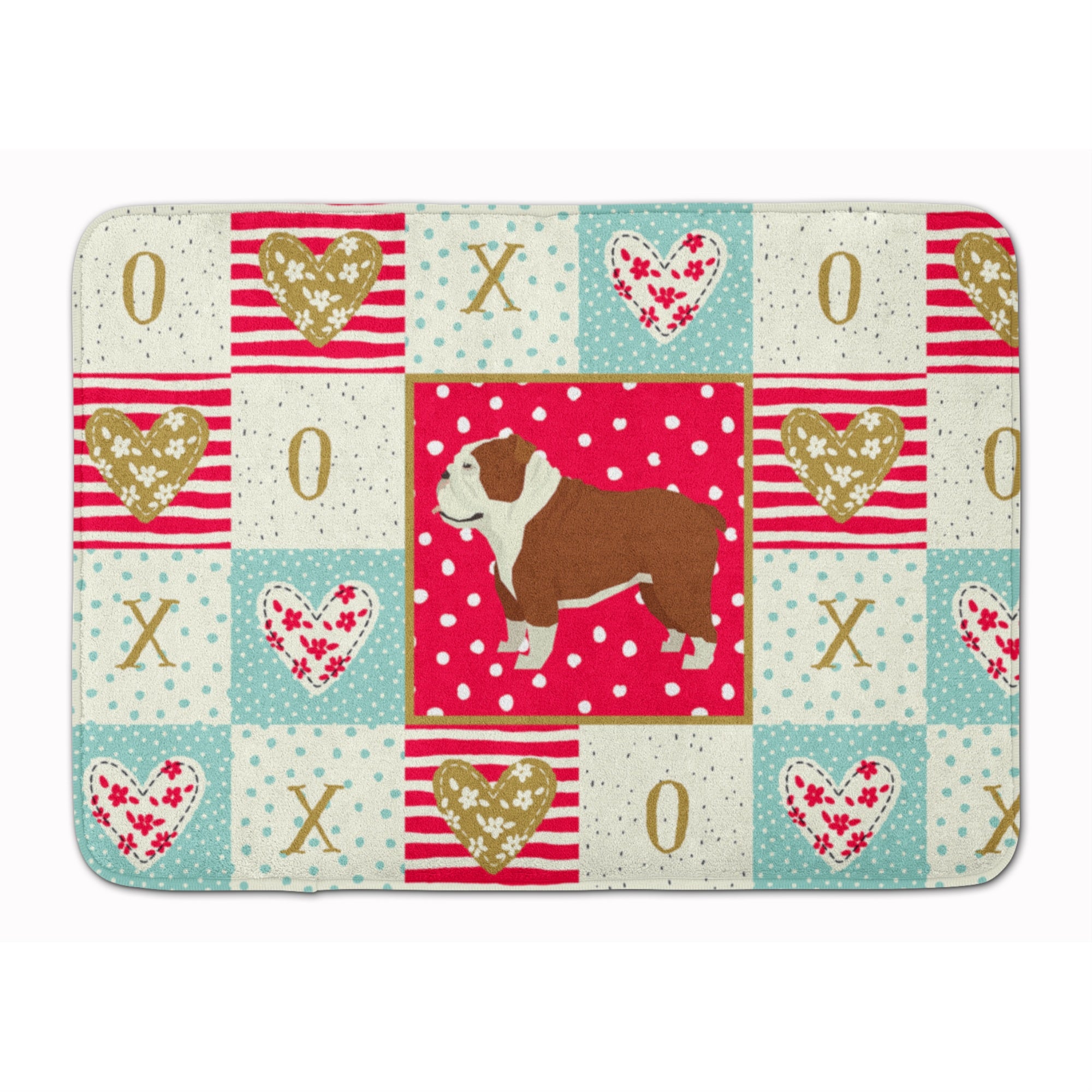Carolines Treasures English Bulldog Love Machine Washable Memory Foam Mat doormats, Multicolor