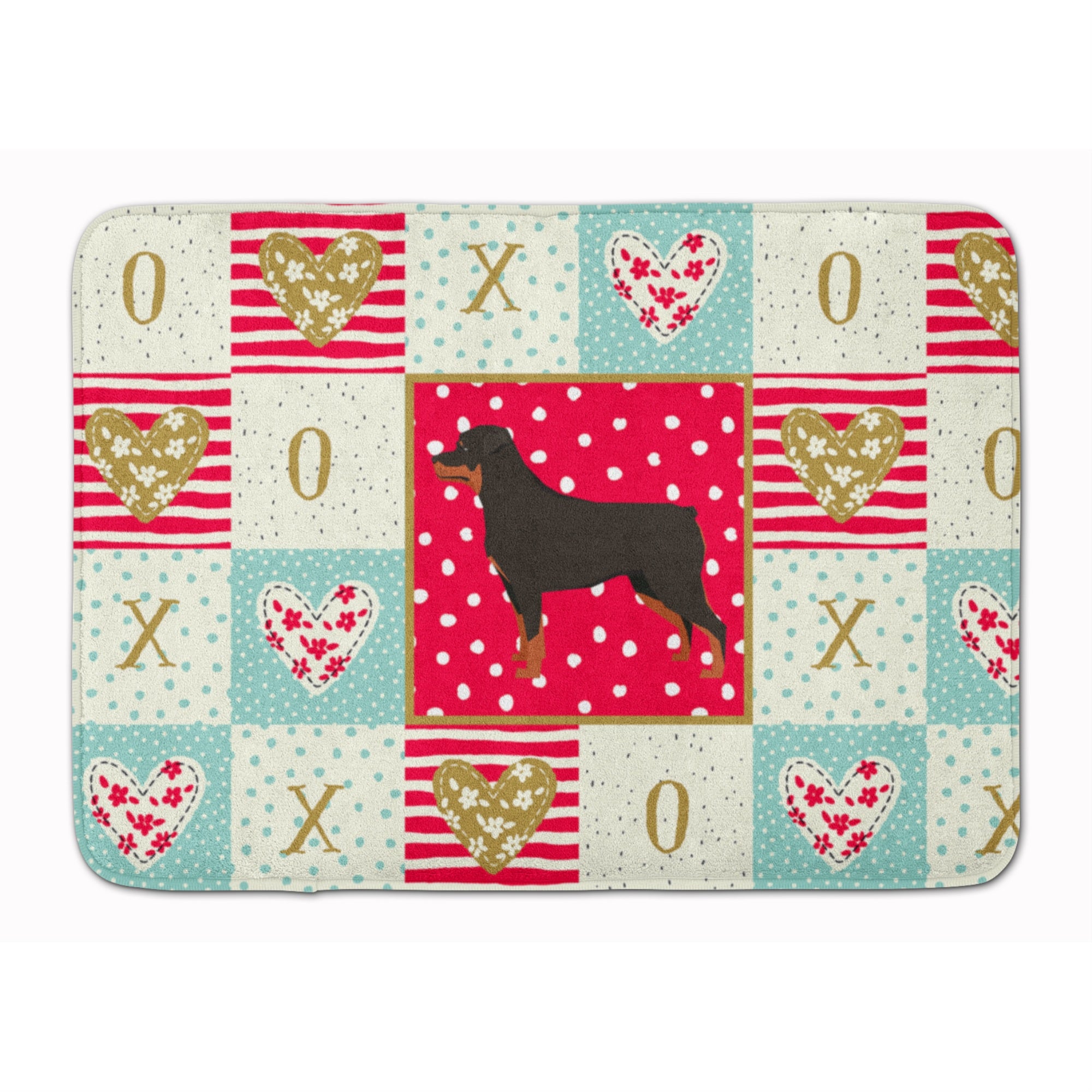 'Caroline'S Treasures Rottweiler Love Machine Washable Memory Foam Mat Doormats, Multicolor''