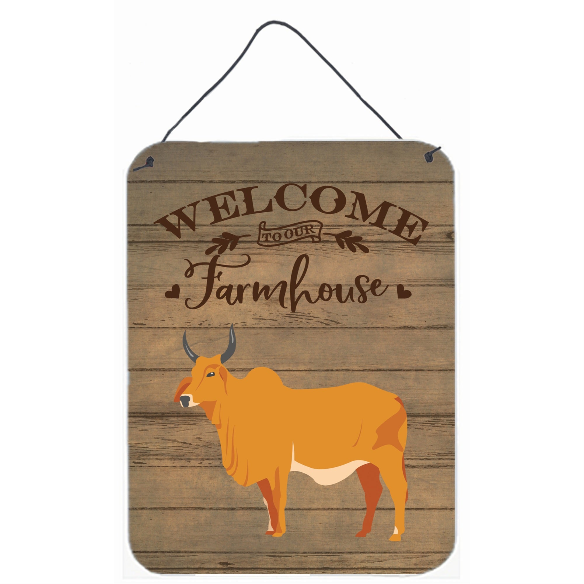 'Caroline'S Treasures Zebu Indicine Cow Welcome Door Hanging Prints Wall-Decor, Multicolor''