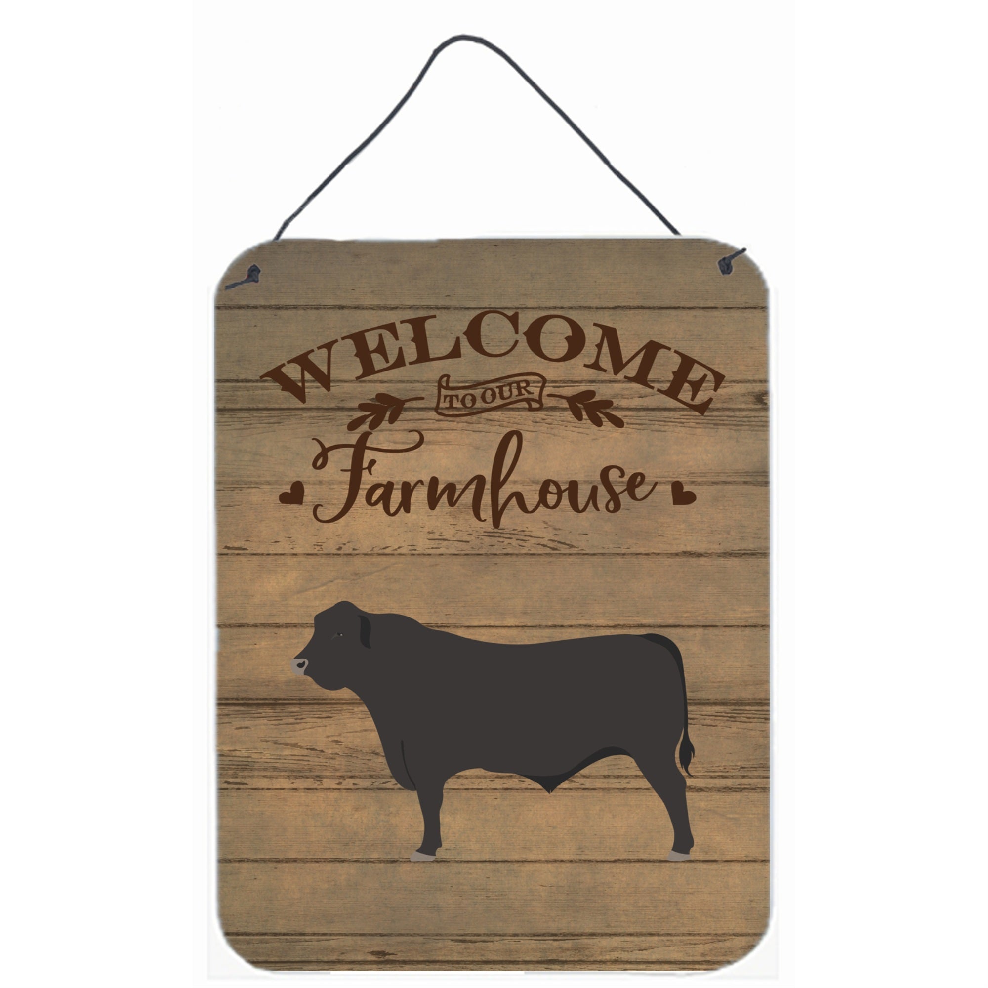 'Caroline'S Treasures Black Angus Cow Welcome Door Hanging Prints Wall-Decor, Multicolor''