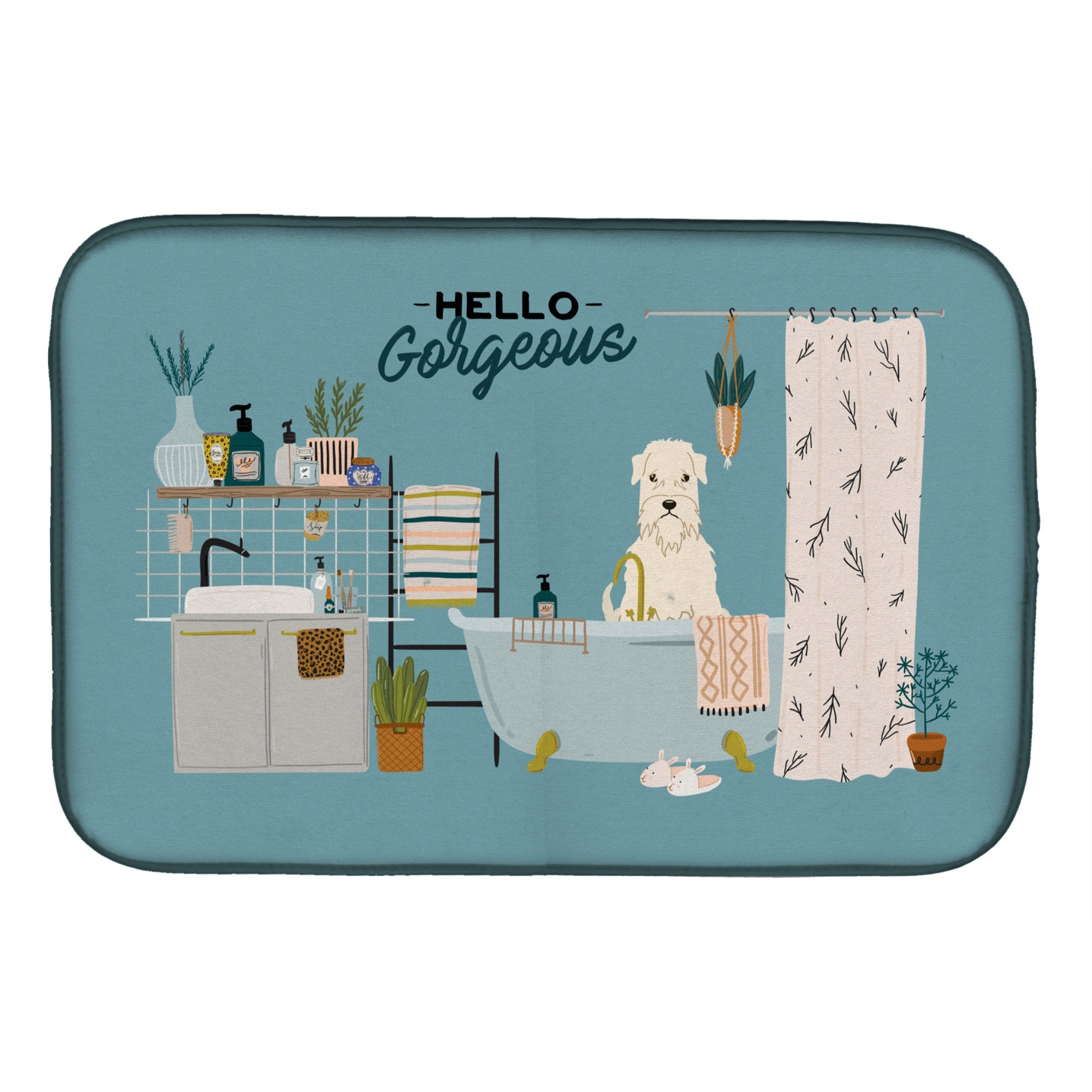 'Caroline'S Treasures Ck7483Ddm Soft Coated Wheaten Terrier In Bathtub Dish-Drying-Mats, 14 X 21, Multicolor''