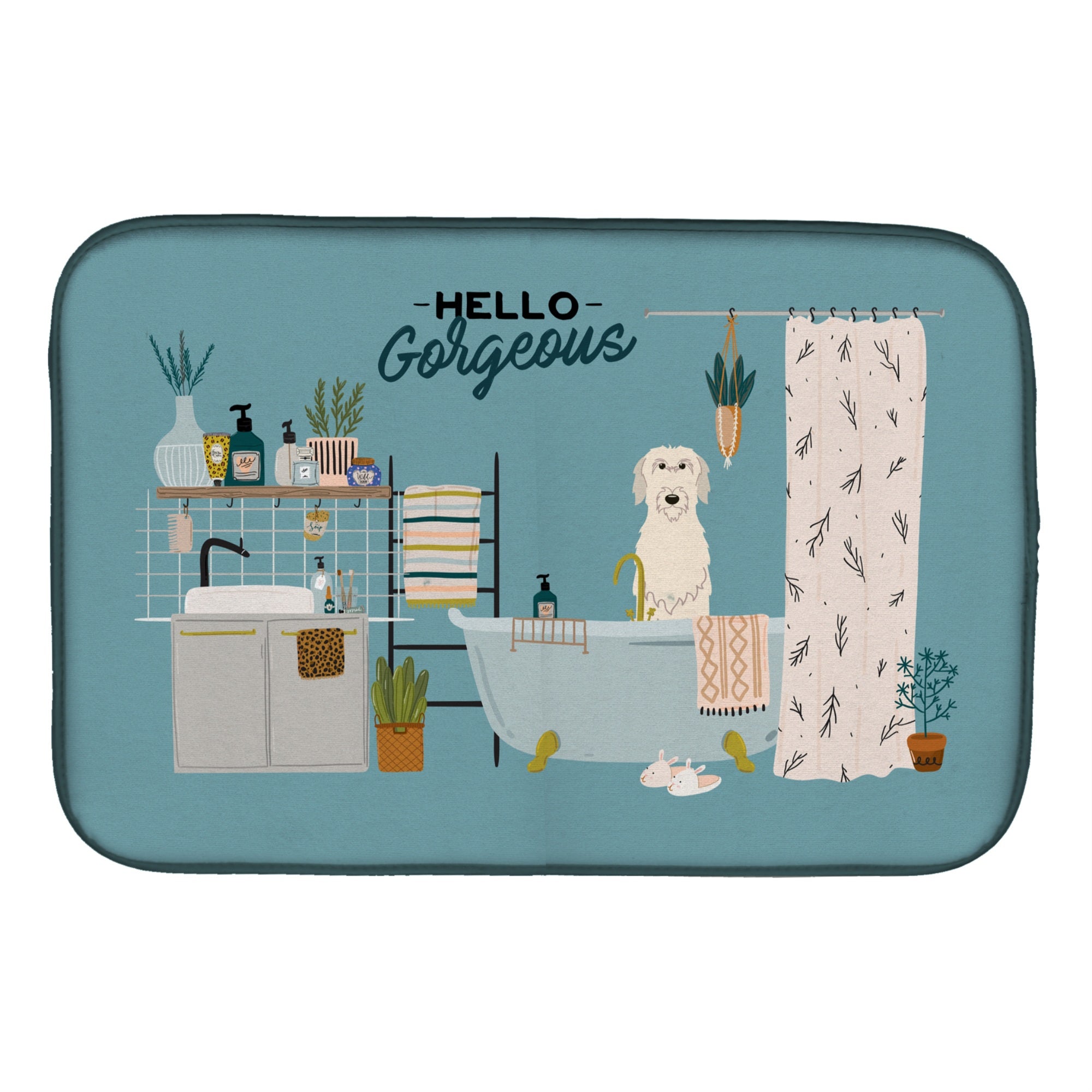 'Caroline'S Treasures Ck7487Ddm Irish Wolfhound In Bathtub Dish-Drying-Mats, 14 X 21, Multicolor''