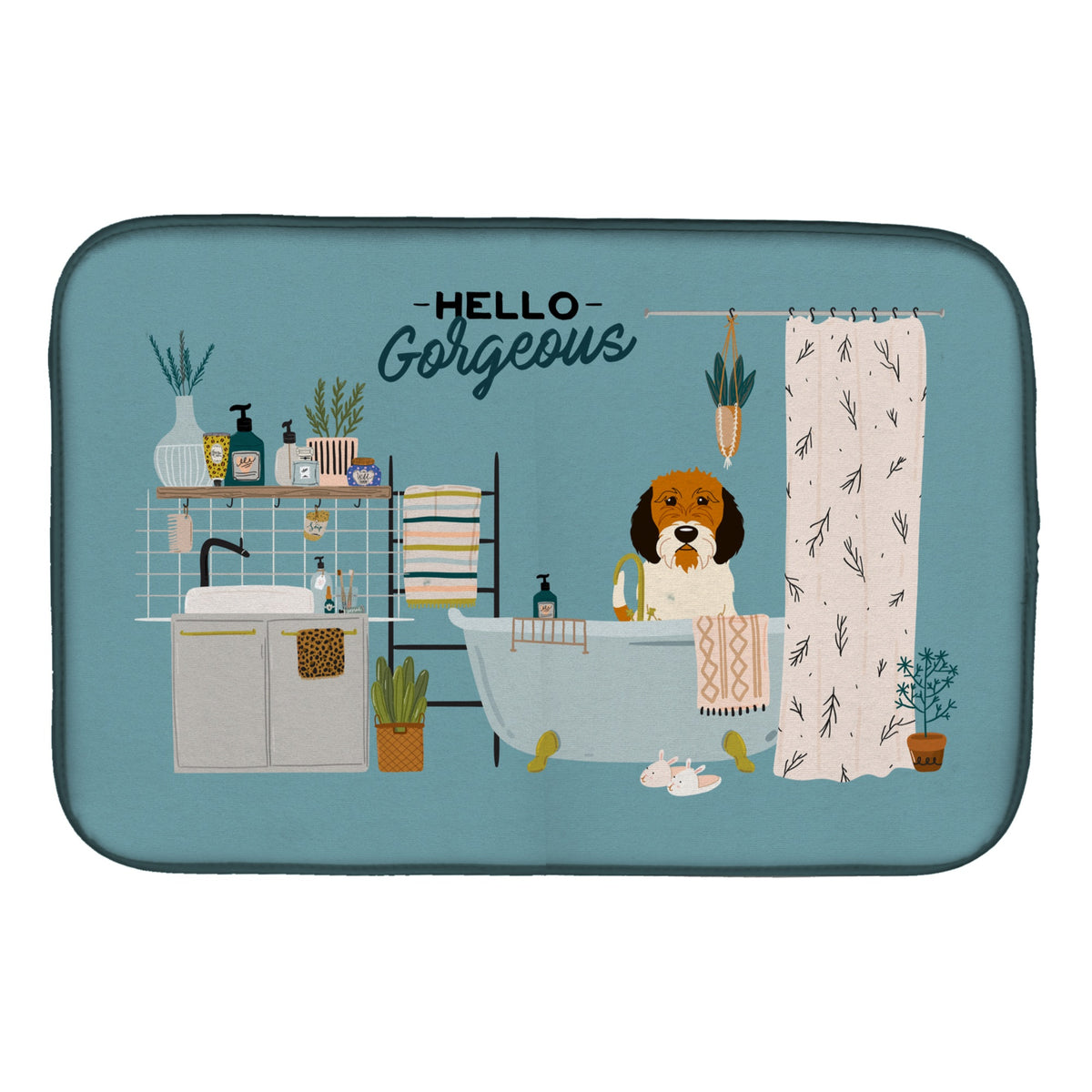 'Caroline'S Treasures Petit Basset Griffon Veenden Pbgv In Bathtub Dish-Drying-Mats, 14 X 21, Multicolor''