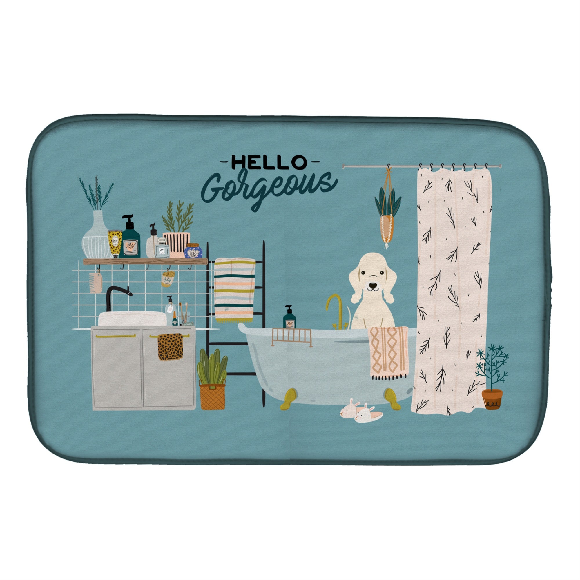 'Caroline'S Treasures Ck7513Ddm Sandy Bedlington Terrier In Bathtub Dish-Drying-Mats, 14 X 21, Multicolor''