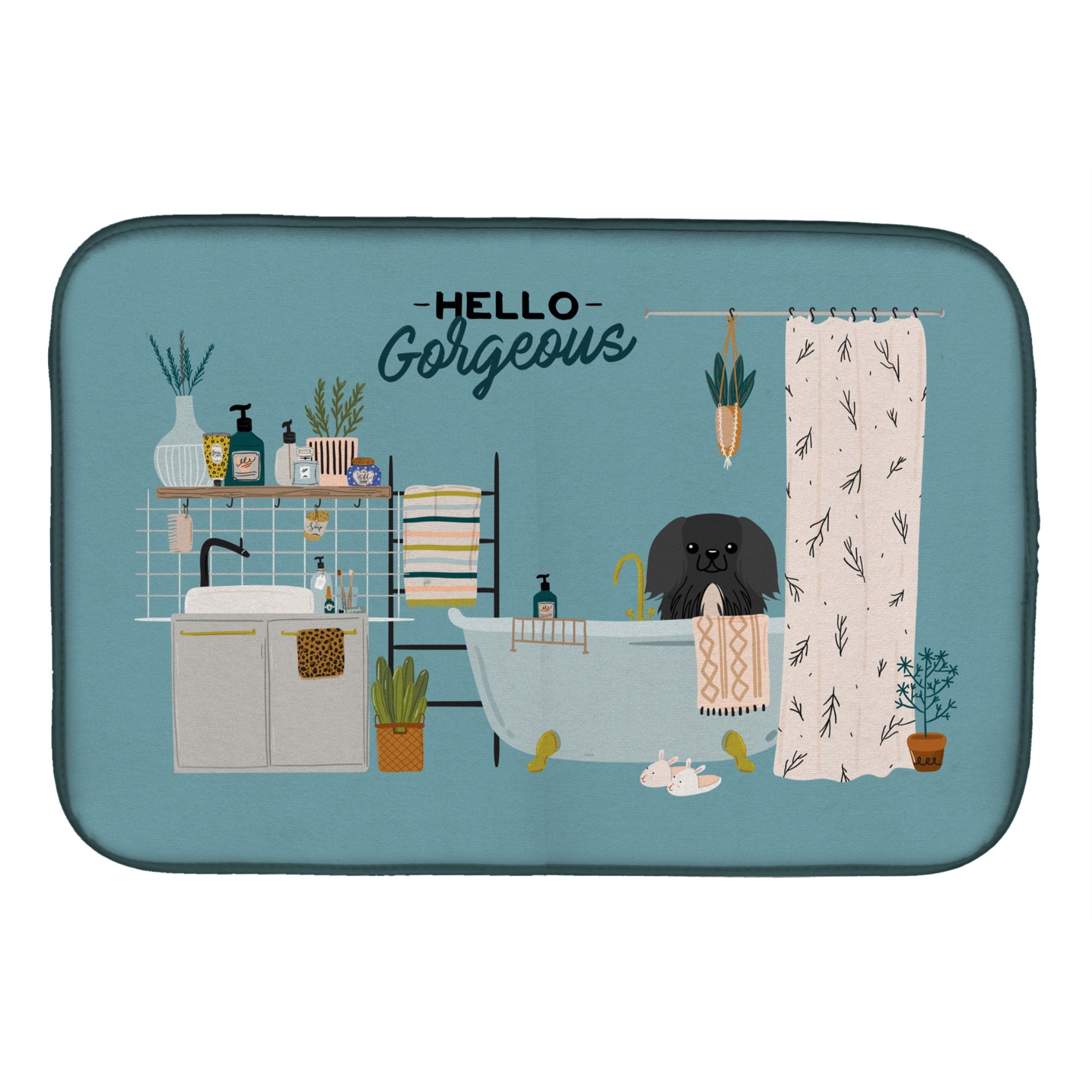 'Caroline'S Treasures Ck7529Ddm Black Pekingese In Bathtub Dish-Drying-Mats, 14 X 21, Multicolor''