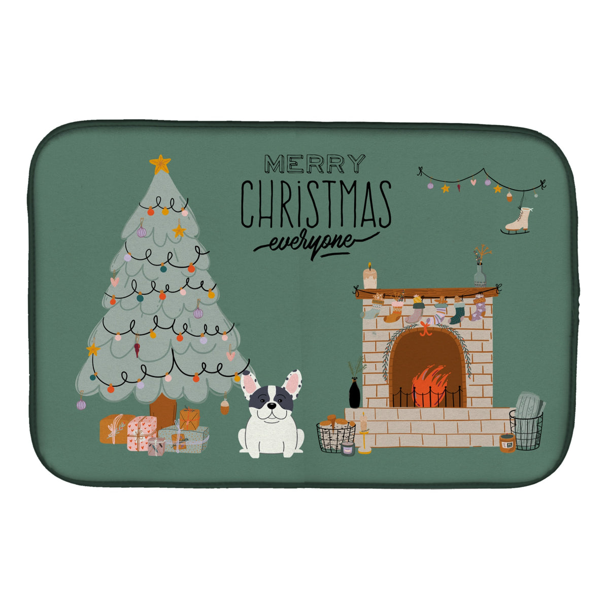 'Caroline'S Treasures Piebald French Bulldog Christmas Everyone Dish-Drying-Mats, 14 X 21, Multicolor''