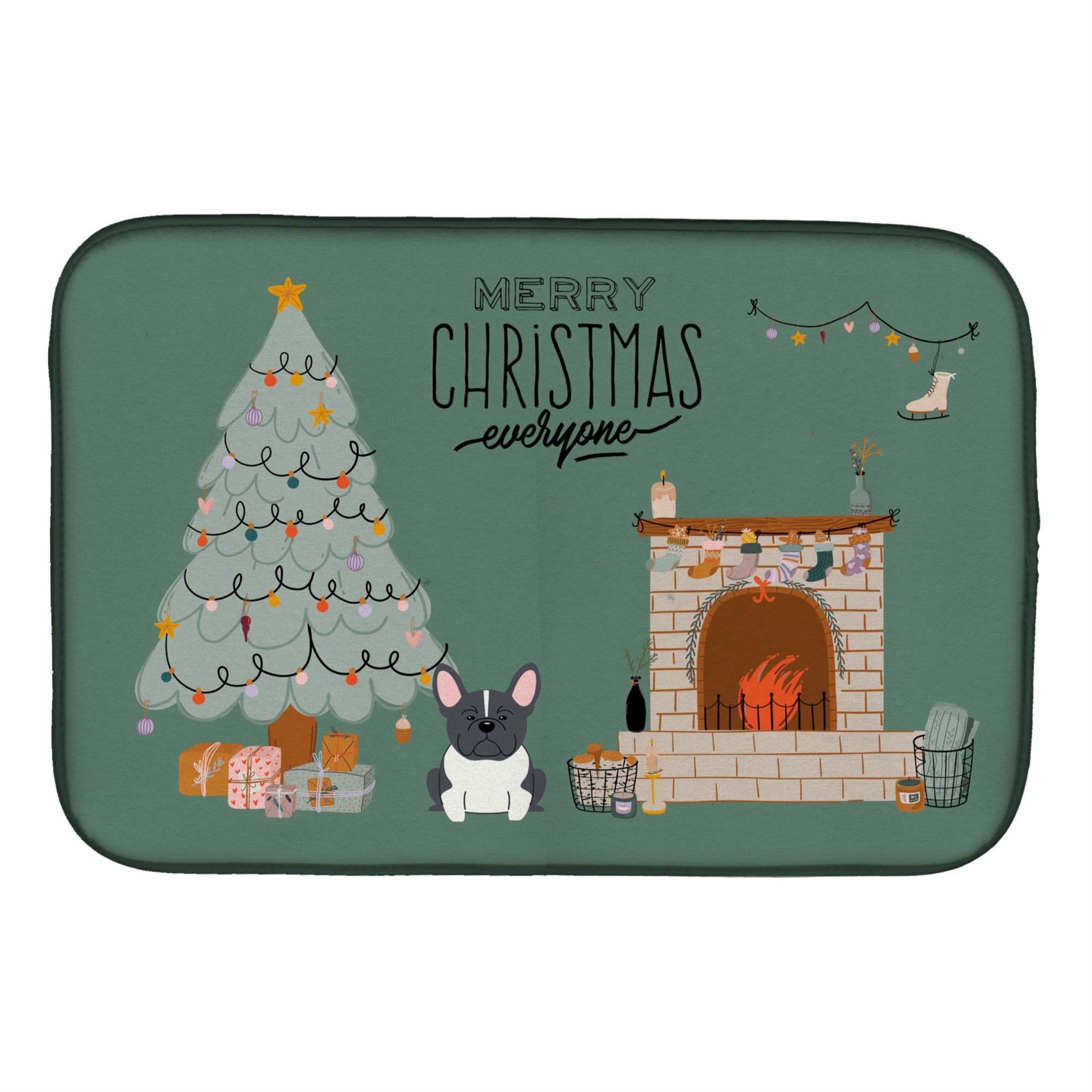 'Caroline'S Treasures Black White French Bulldog Christmas Everyone Dish-Drying-Mats, 14 X 21, Multicolor''