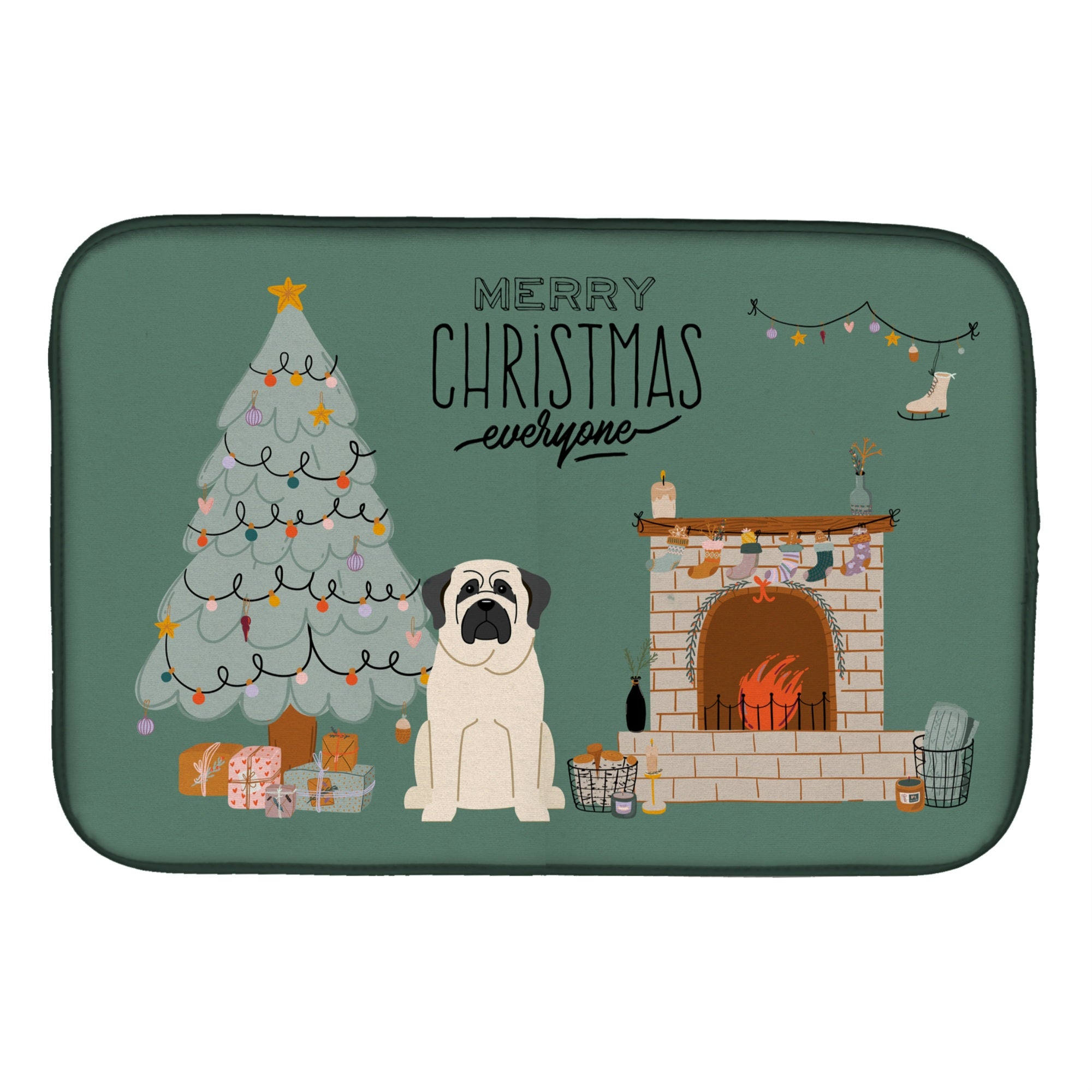 'Caroline'S Treasures Ck7580Ddm White Mastiff Christmas Everyone Dish-Drying-Mats, 14 X 21, Multicolor''