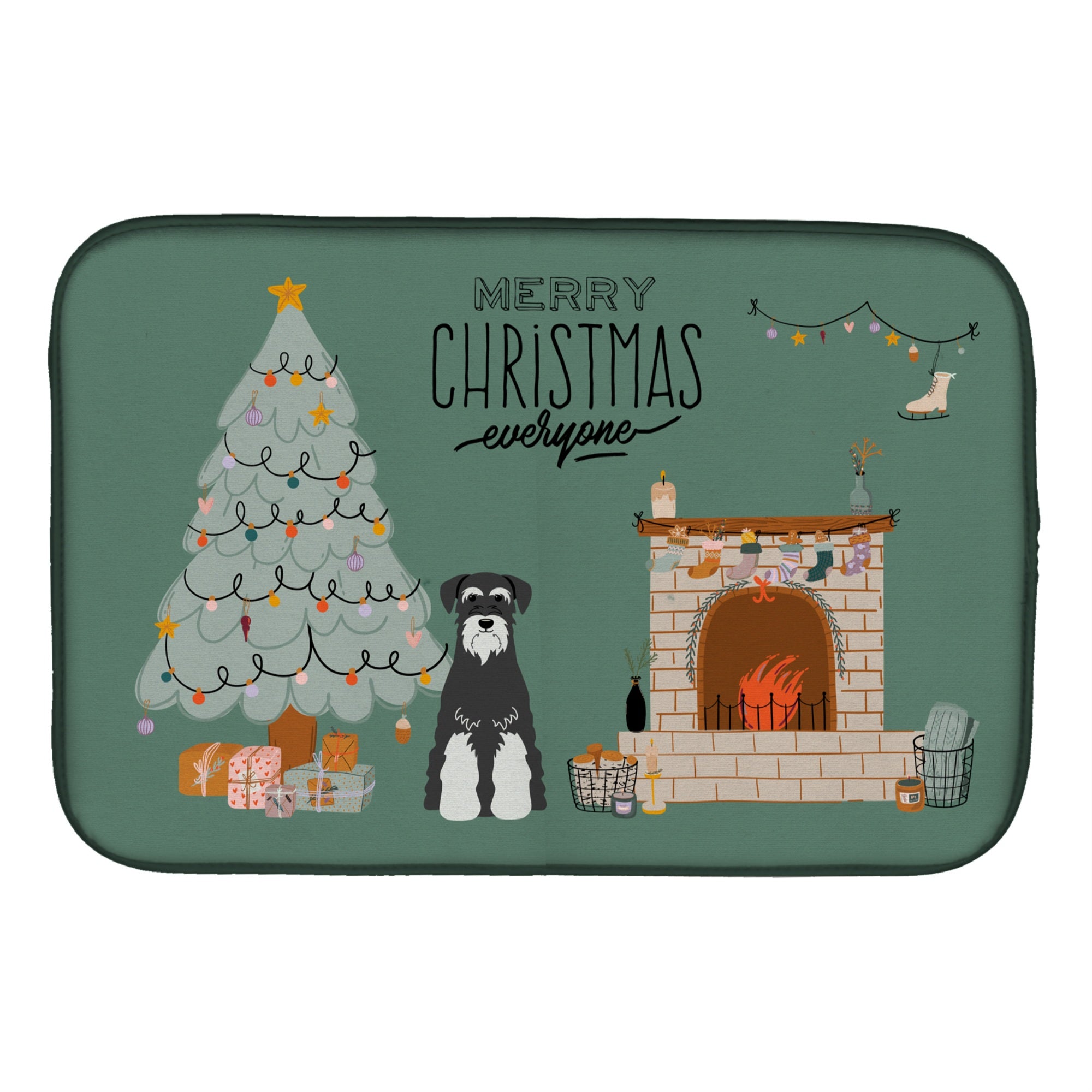 'Caroline'S Treasures Caroline'S Salt Pepper Standard Schnauzer Christmas Everyone Dish-Drying-Mats, 14 X 21, Multicolor''