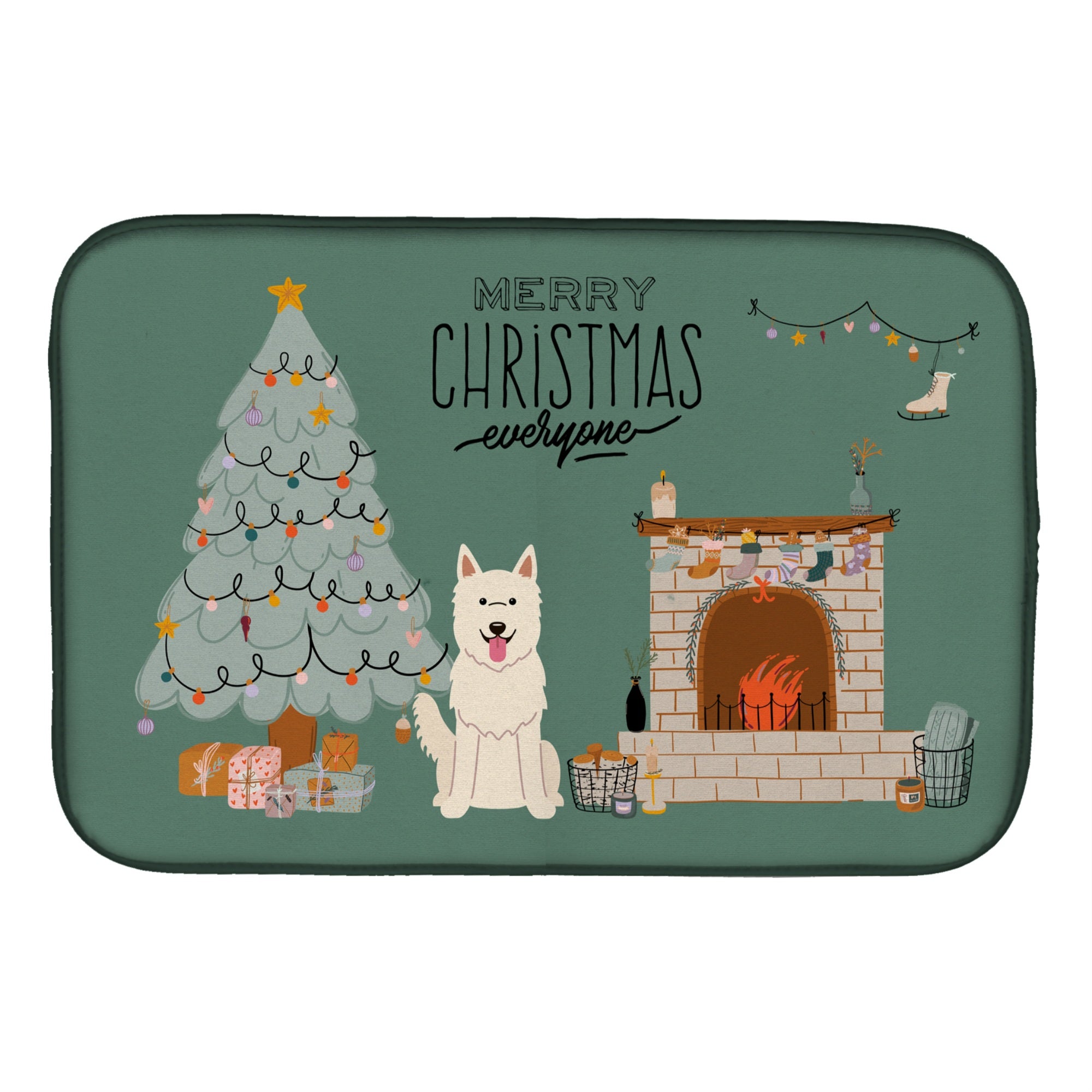 'Caroline'S Treasures White German Shepherd Christmas Everyone Dish-Drying-Mats, 14 X 21, Multicolor''