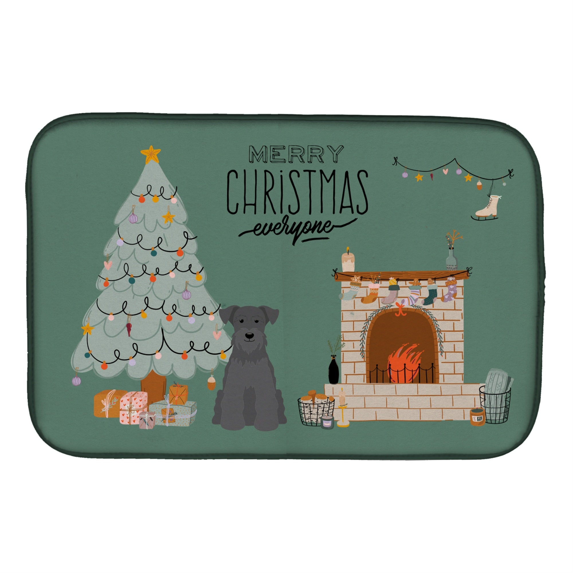 'Caroline'S Treasures Black Miniature Schnauzer Christmas Everyone Dish-Drying-Mats, 14 X 21, Multicolor''