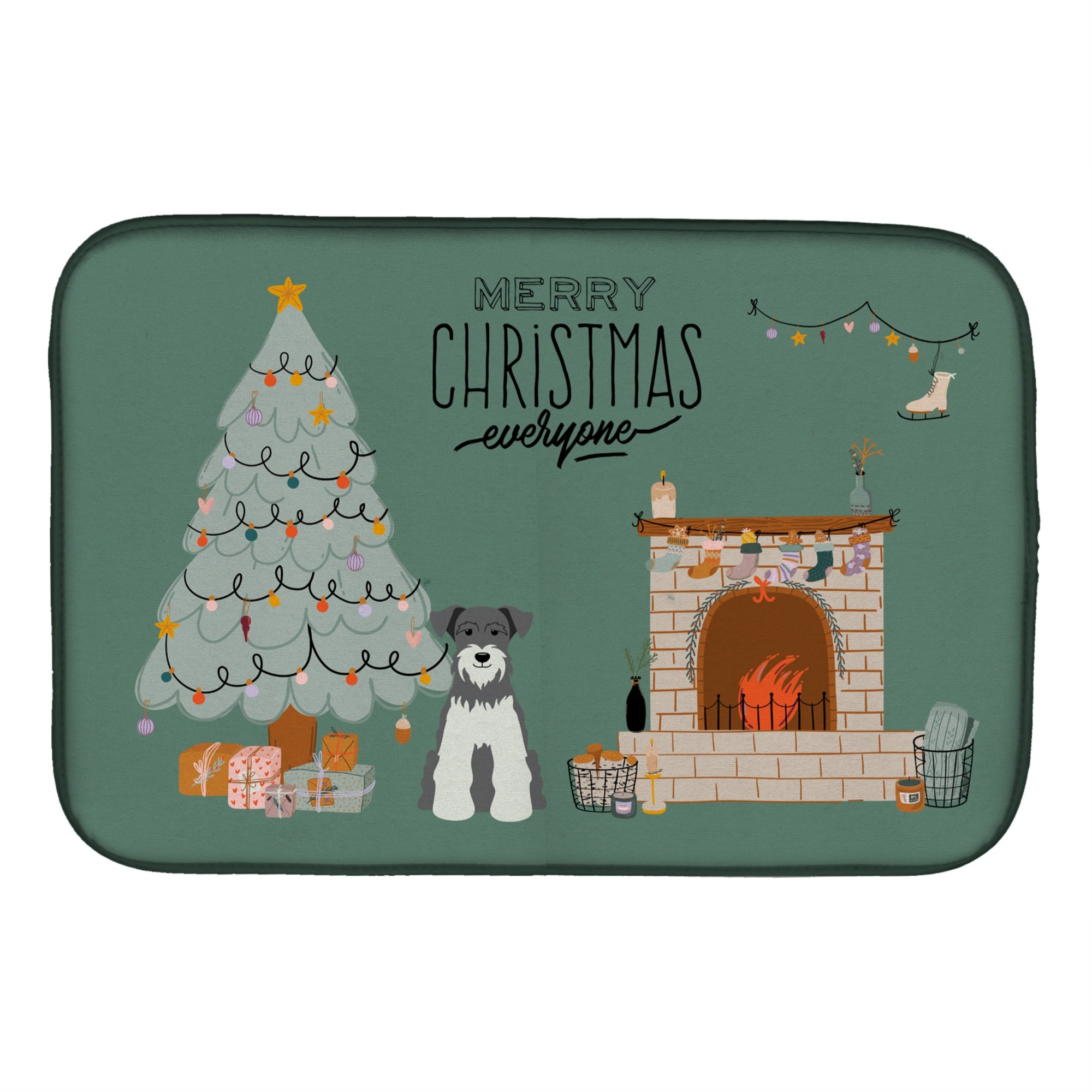 'Caroline'S Treasures Caroline'S Salt And Pepper Miniature Schnauzer Christmas Everyone Dish-Drying-Mats, 14 X 21, Multicolor''