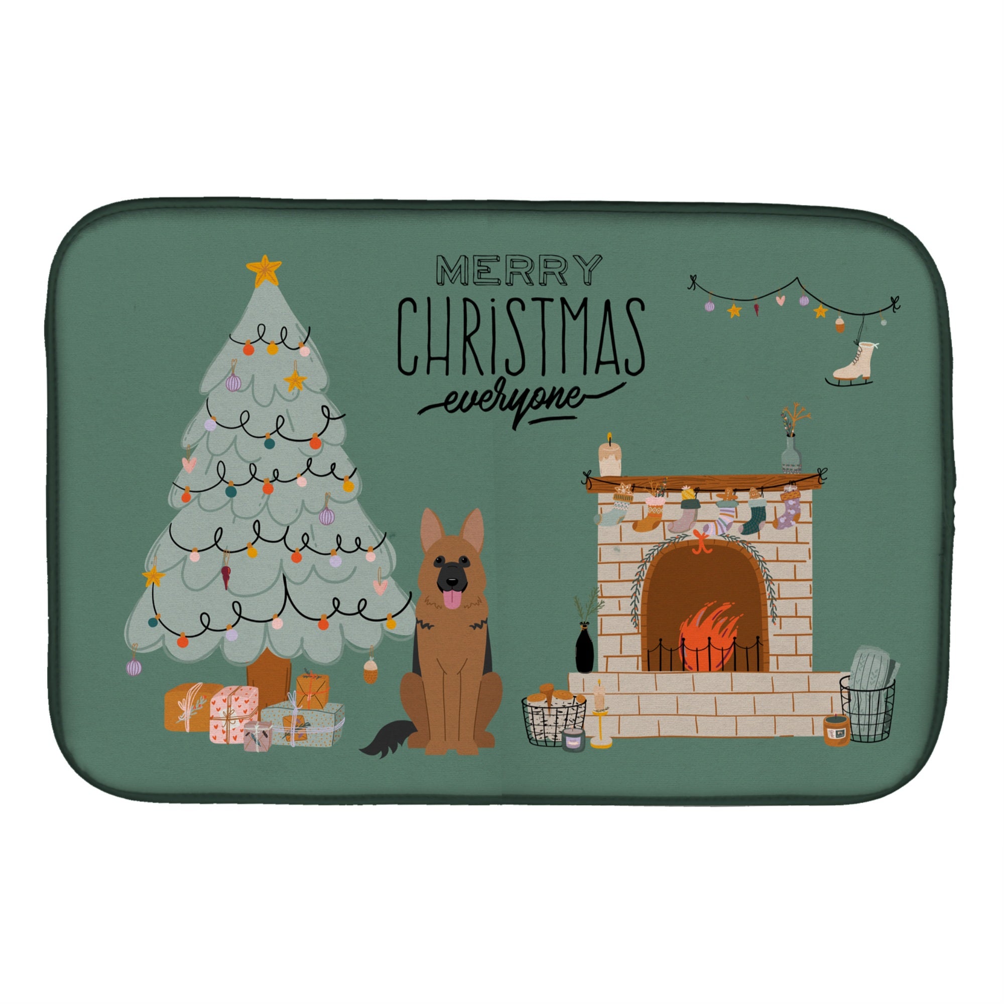 'Caroline'S Treasures Ck7630Ddm German Shepherd Christmas Everyone Dish-Drying-Mats, 14 X 21, Multicolor''