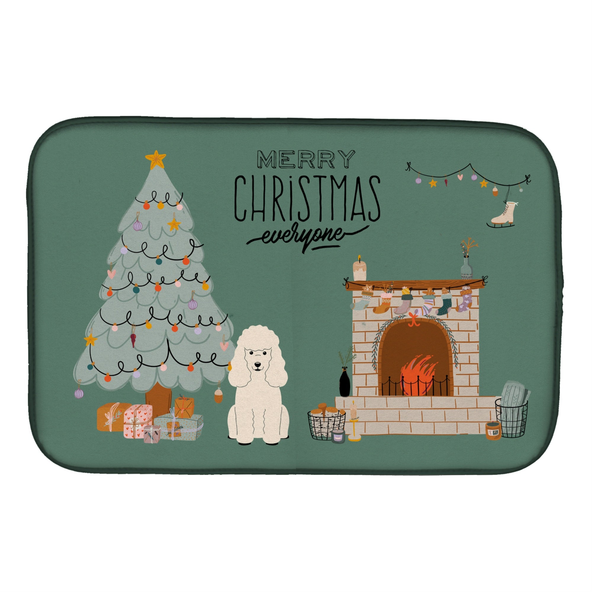 'Caroline'S Treasures Ck7633Ddm White Poodle Christmas Everyone Dish-Drying-Mats, 14 X 21, Multicolor''