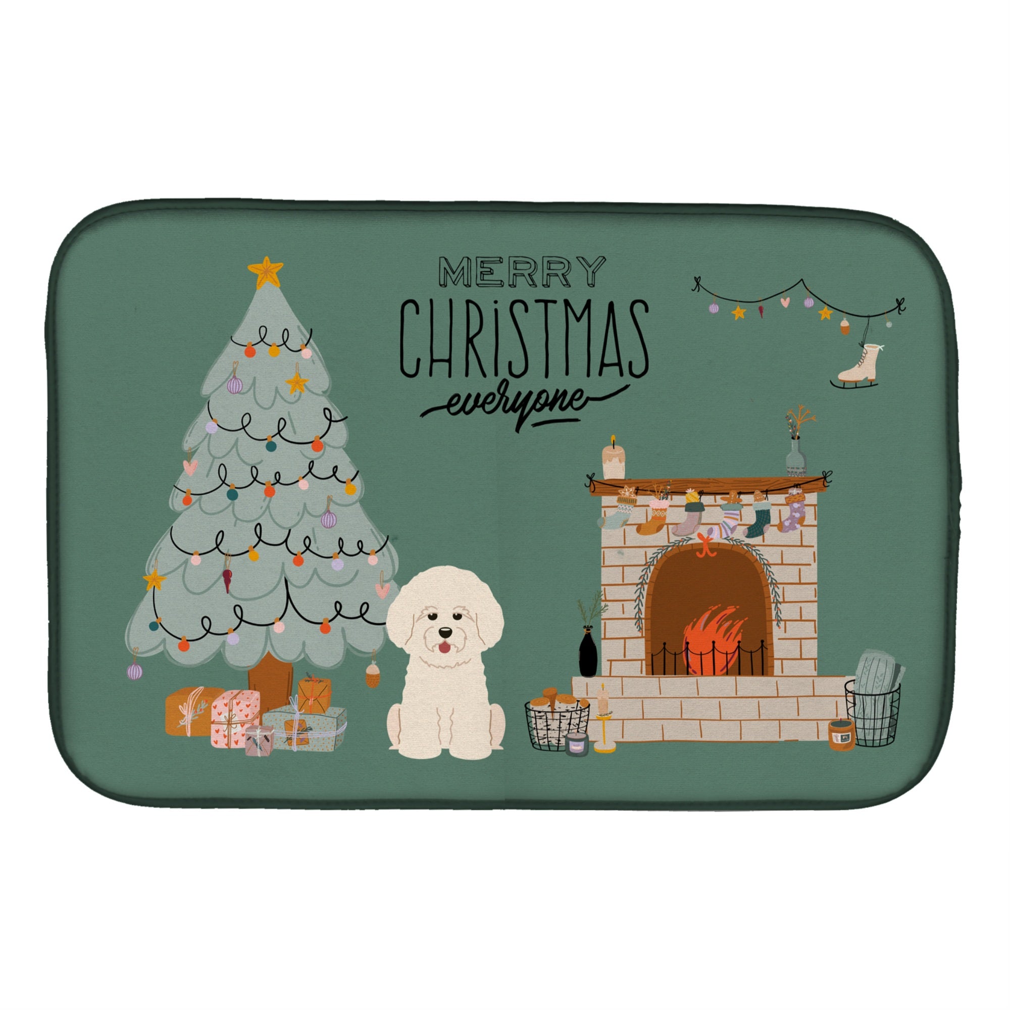 'Caroline'S Treasures Ck7638Ddm Bichon Frise Christmas Everyone Dish-Drying-Mats, 14 X 21, Multicolor''