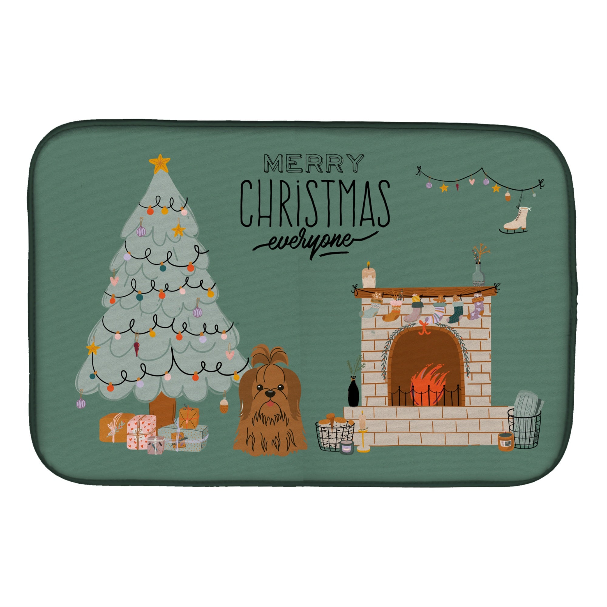 'Caroline'S Treasures Silver Chocolate Shih Tzu Christmas Everyone Dish-Drying-Mats, 14 X 21, Multicolor''