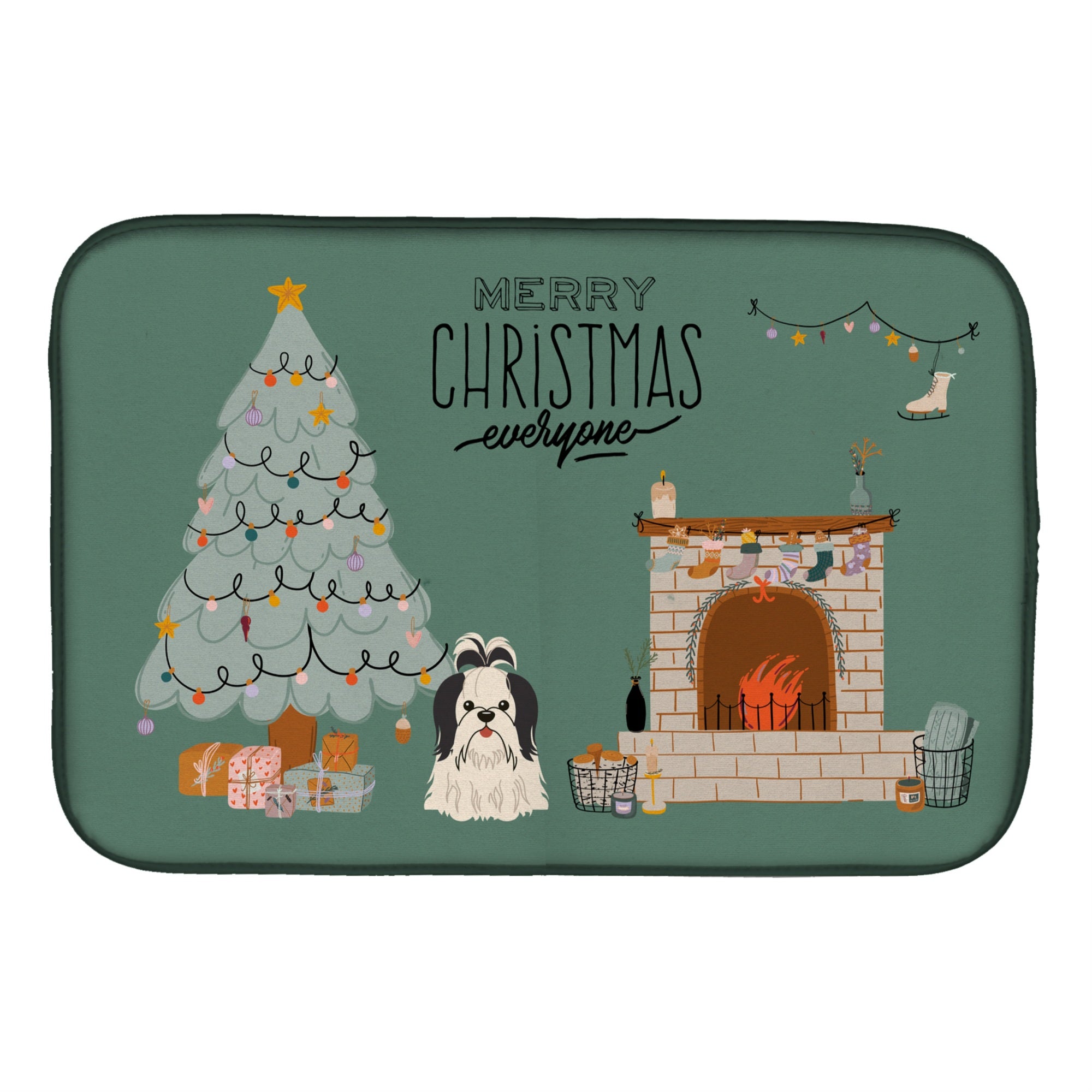 'Caroline'S Treasures Black White Shih Tzu Christmas Everyone Dish-Drying-Mats, 14 X 21, Multicolor''