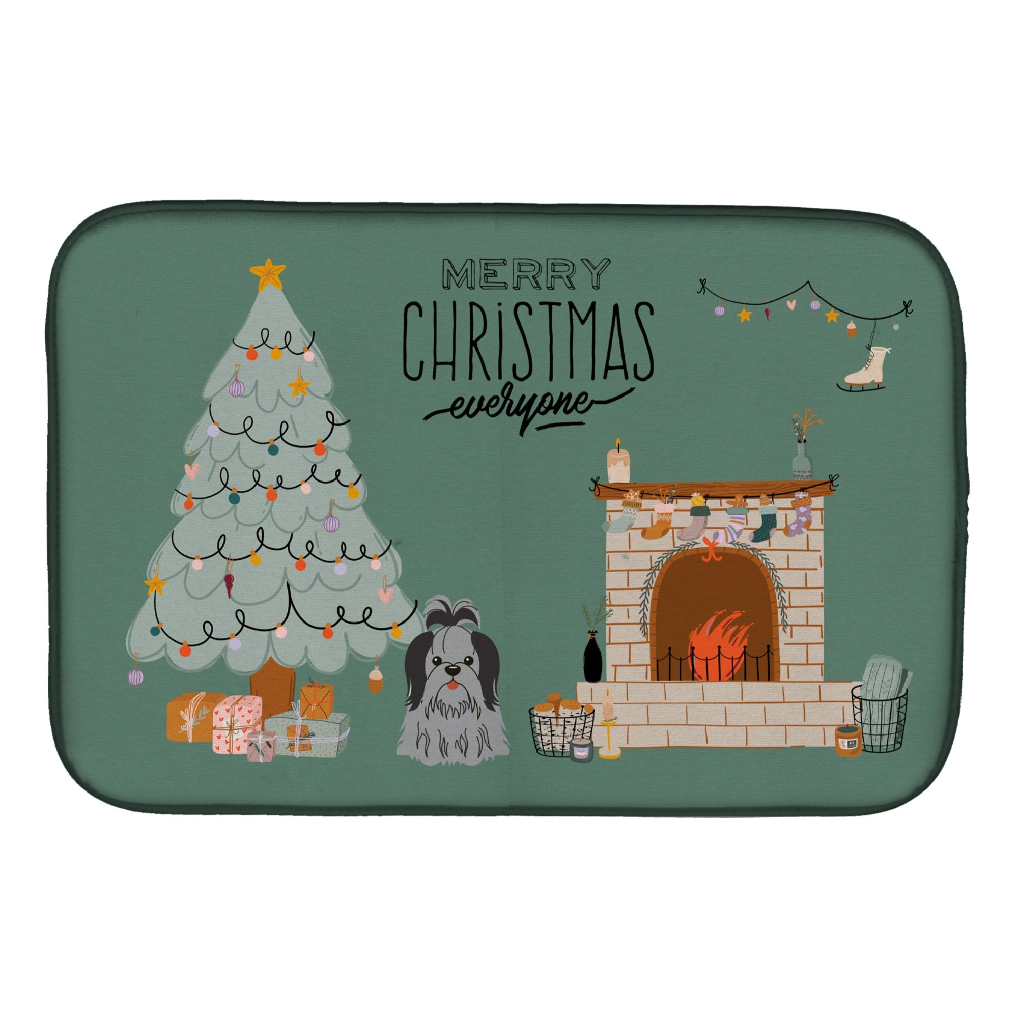 'Caroline'S Treasures Black Silver Shih Tzu Christmas Everyone Dish-Drying-Mats, 14 X 21, Multicolor''