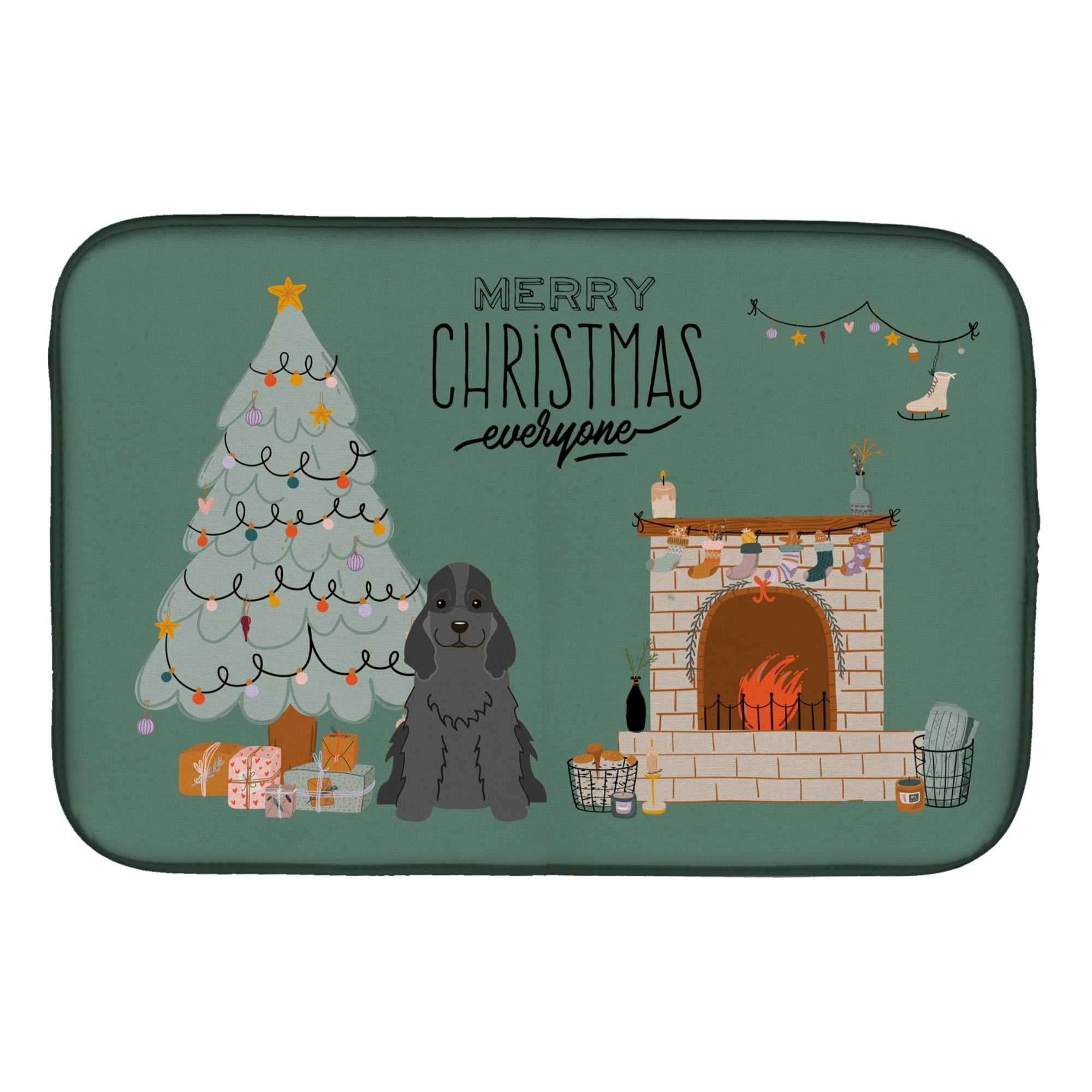 'Caroline'S Treasures Black Cocker Spaniel Christmas Everyone Dish-Drying-Mats, 14 X 21, Multicolor''