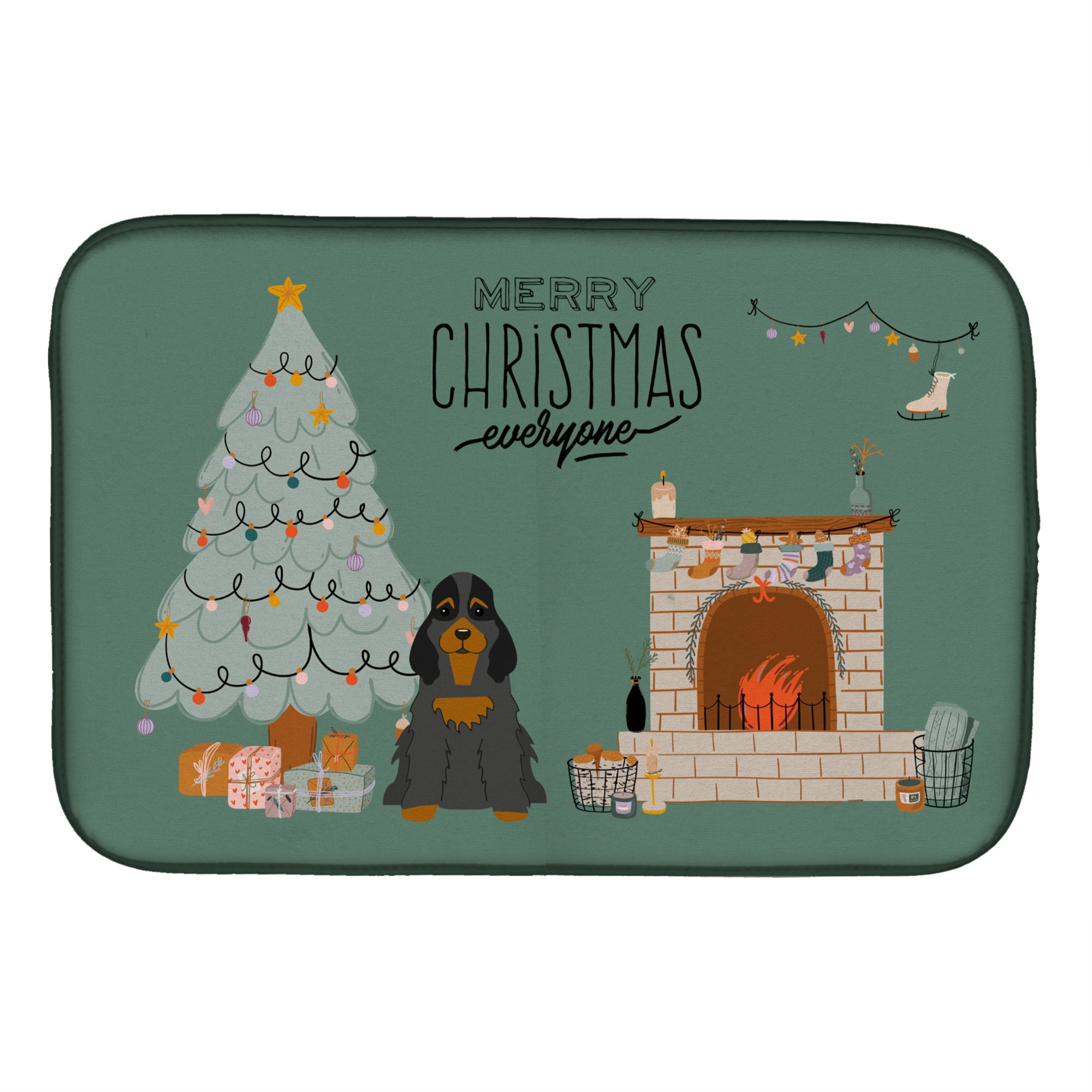 'Caroline'S Treasures Black Tan Cocker Spaniel Christmas Everyone Dish-Drying-Mats, 14 X 21, Multicolor''