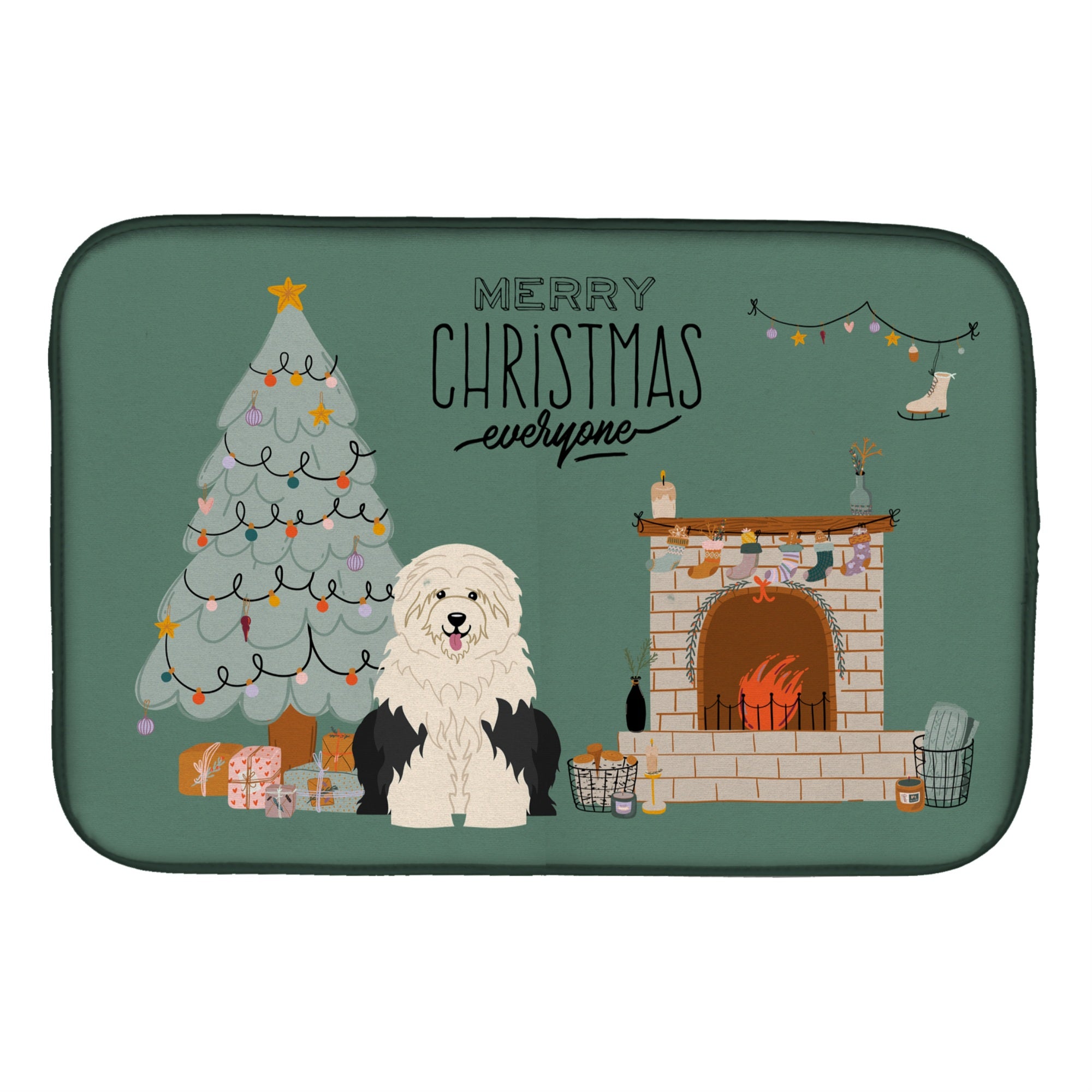 'Caroline'S Treasures Old English Sheepdog Christmas Everyone Dish-Drying-Mats, 14 X 21, Multicolor''