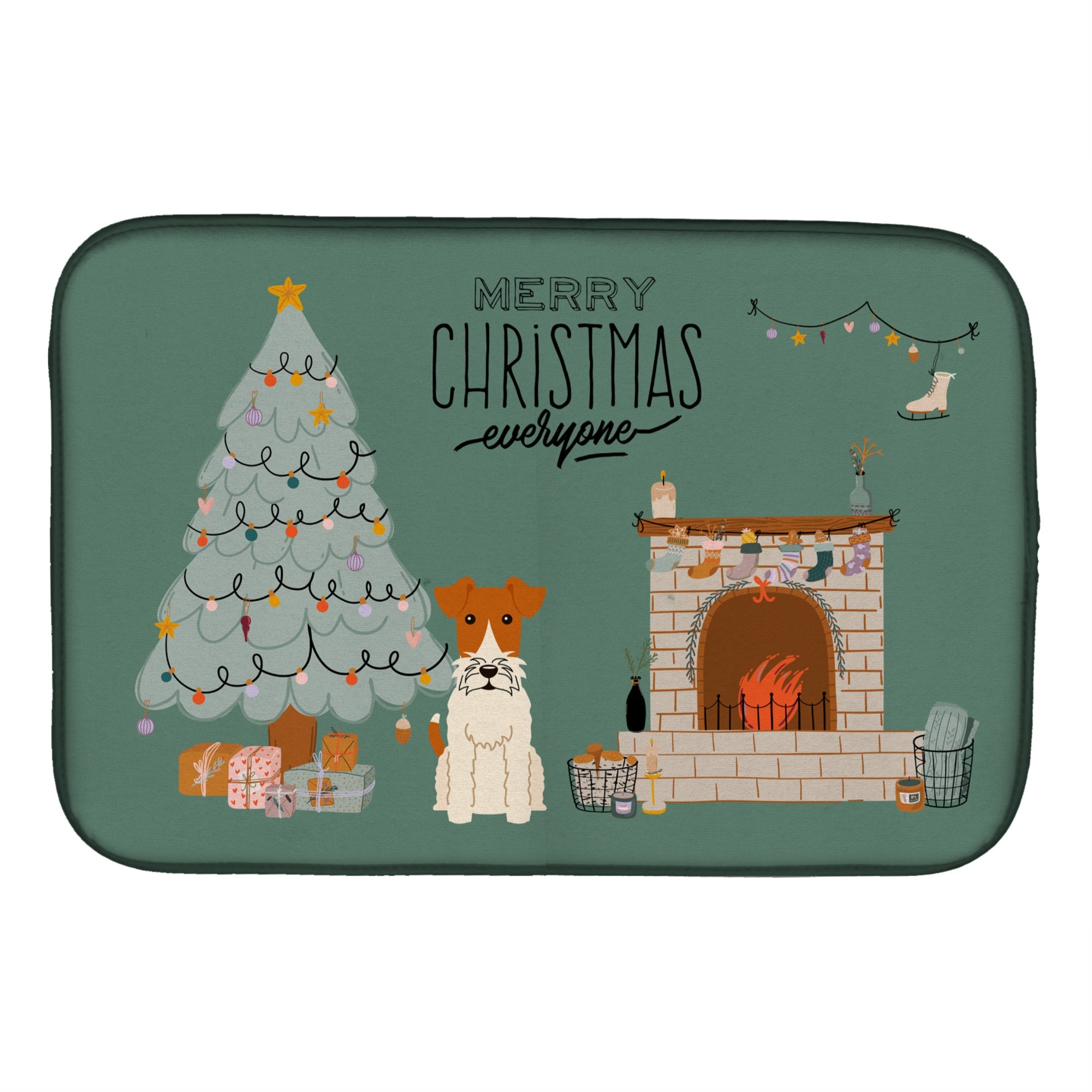 'Caroline'S Treasures Ck7664Ddm Wire Fox Terrier Christmas Everyone Dish-Drying-Mats, 14 X 21, Multicolor''