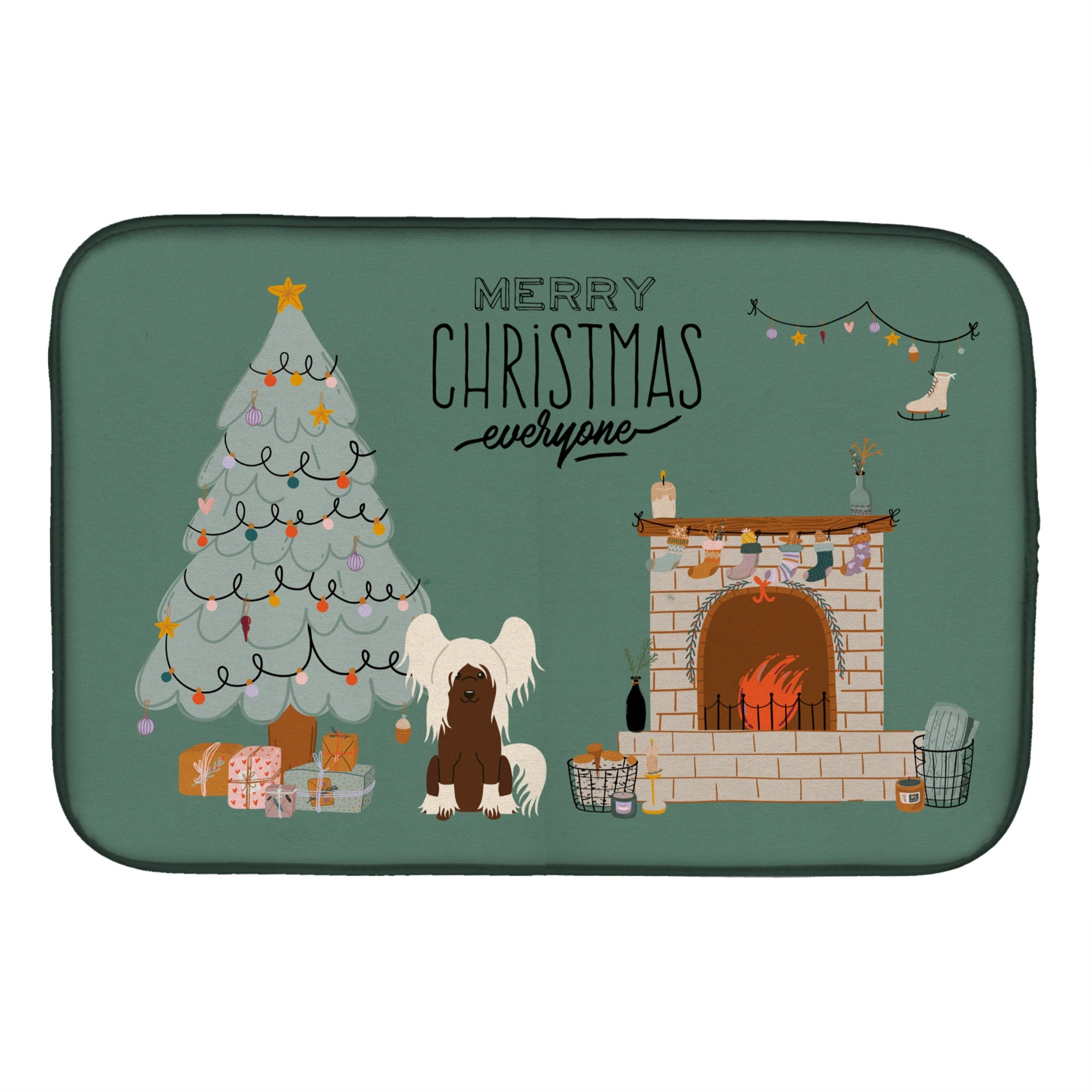 'Caroline'S Treasures Cream Chinese Crested Christmas Everyone Dish-Drying-Mats, 14 X 21, Multicolor''