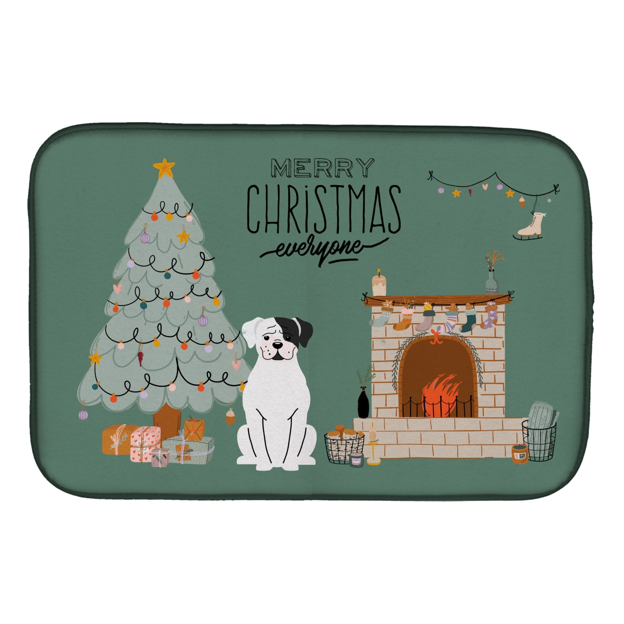 'Caroline'S Treasures Ck7677Ddm White Boxer Christmas Everyone Dish-Drying-Mats, 14 X 21, Multicolor''