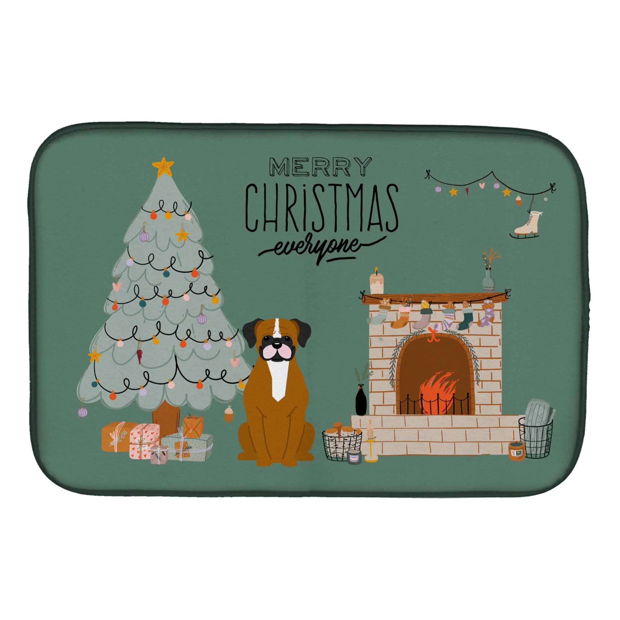 'Caroline'S Treasures Ck7679Ddm Flashy Fawn Boxer Christmas Everyone Dish-Drying-Mats, 14 X 21, Multicolor''